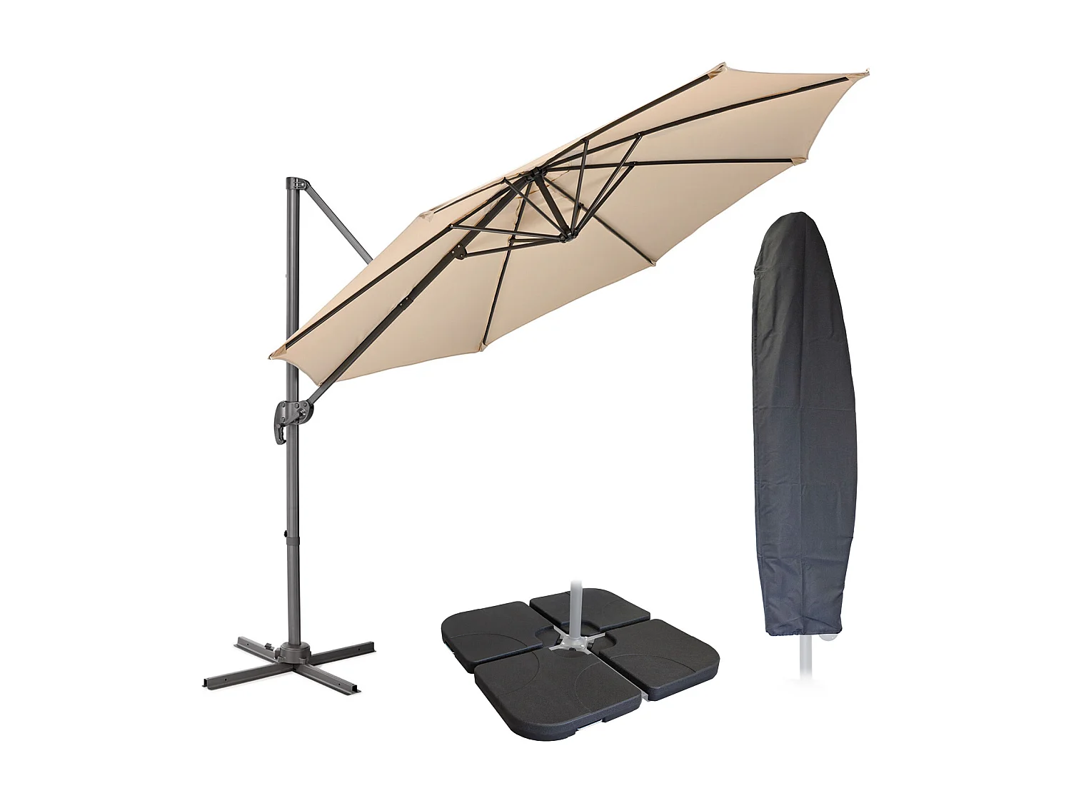 Parasol aluminium pivotant