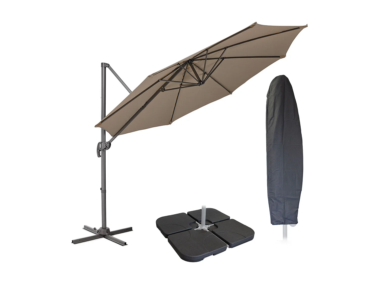 Parasol aluminium pivotant