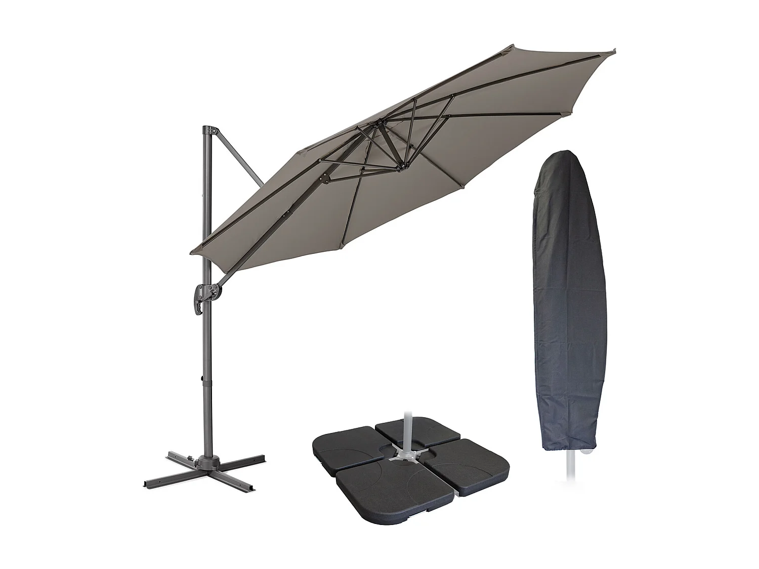 Parasol aluminium pivotant