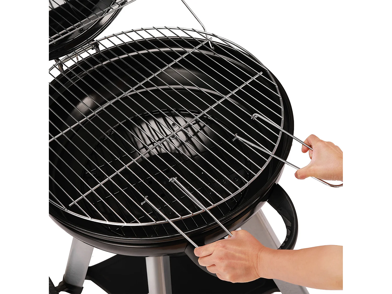 Barbecue sphérique au charbon de bois avec couvercle rabattable