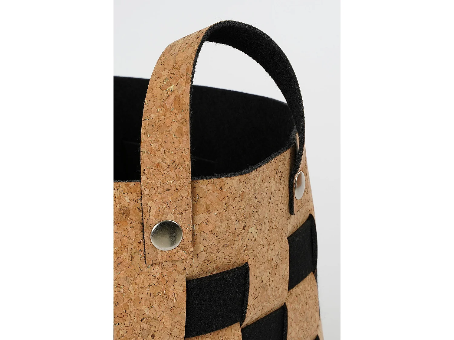 Korbe-Set aus Kork und Filzstoff - 40 x 30 x 30 - Schwarz -