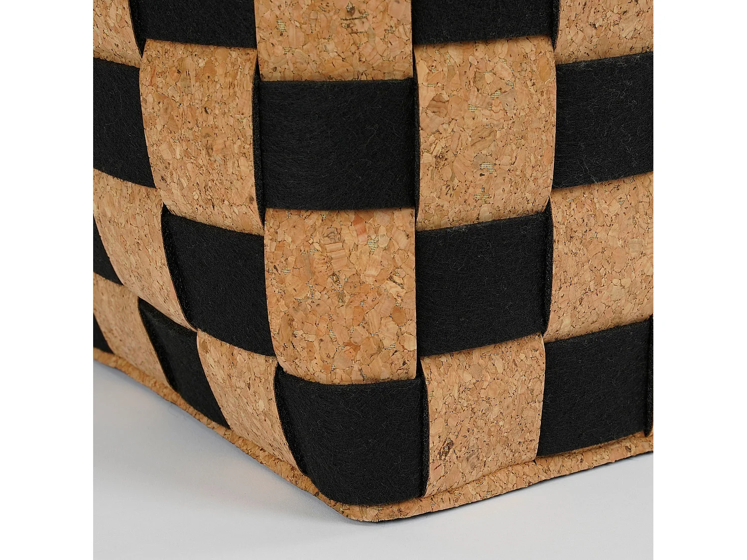 Korbe-Set aus Kork und Filzstoff - 40 x 30 x 30 - Schwarz -