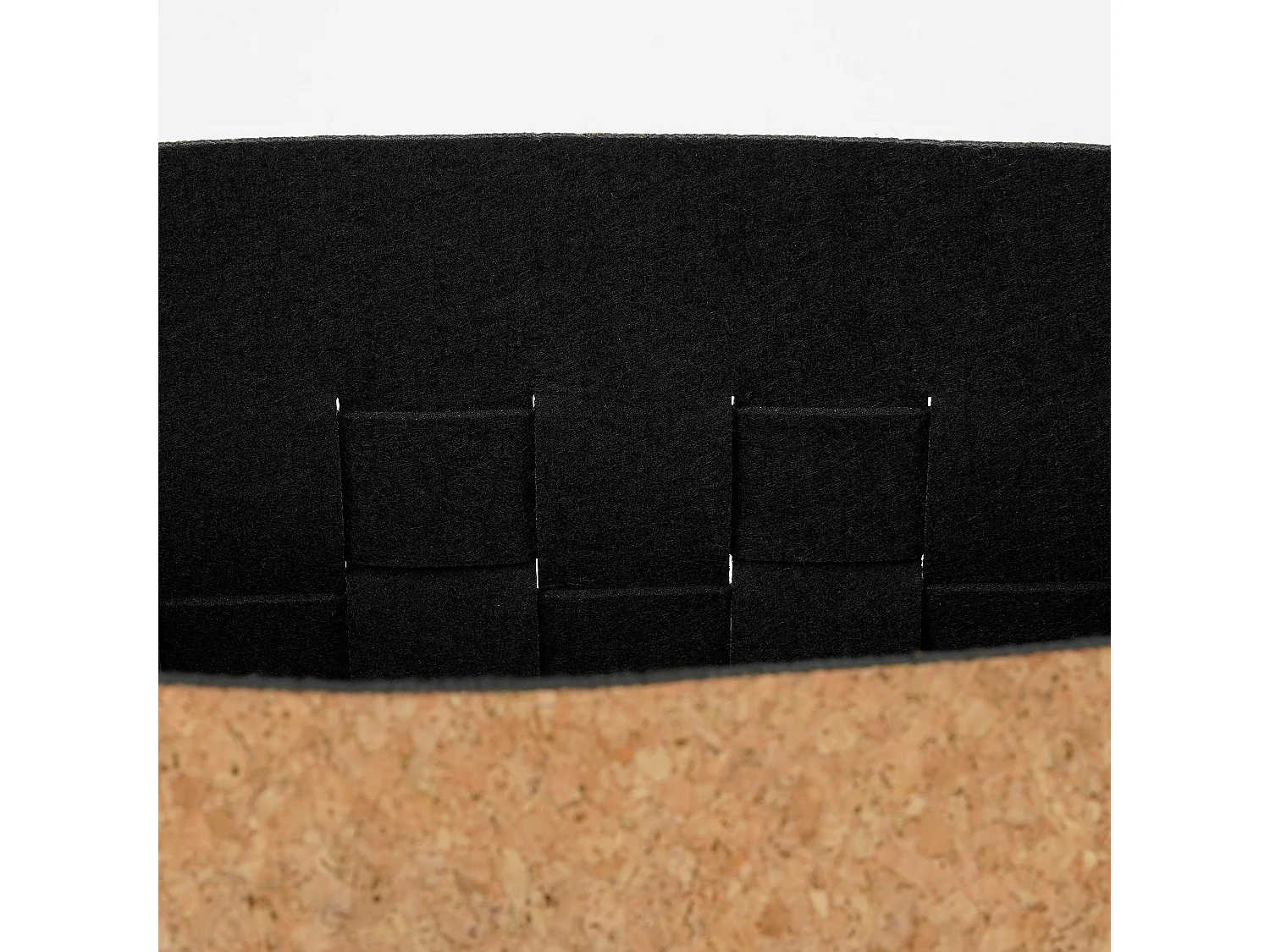 Korbe-Set aus Kork und Filzstoff - 40 x 30 x 30 - Schwarz -