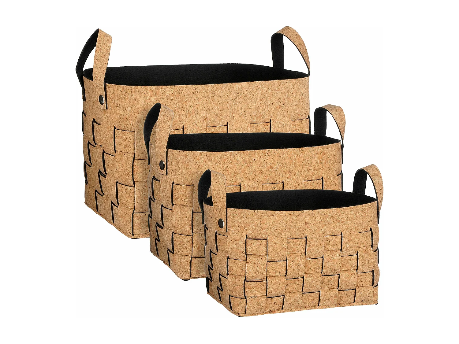 Ensemble de panier de rangement en liège et feutre - 40 x 30 x 30 - Marron -