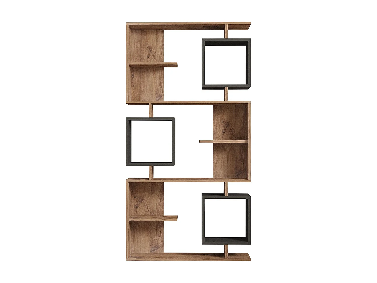 Estantería Kailua 2158, Abierto, Aglomerado laminado, 172x90x25cm, Antracita|Pino