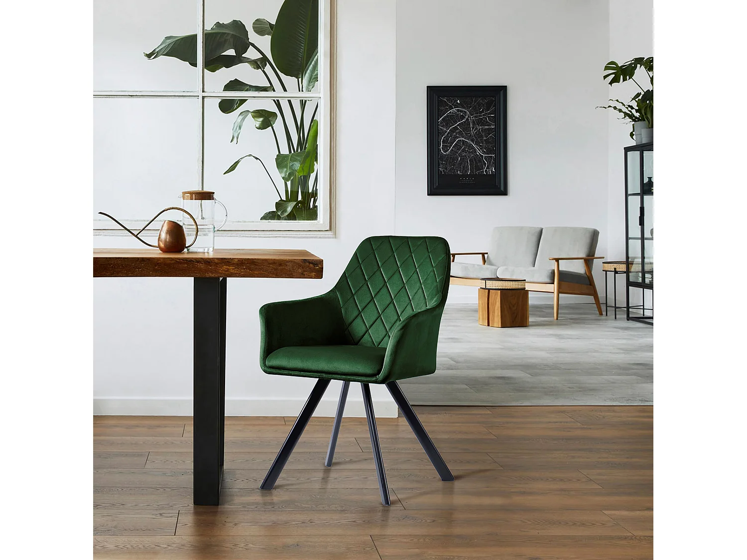 Lot de 2 chaises de salle à manger avec accoudoirs