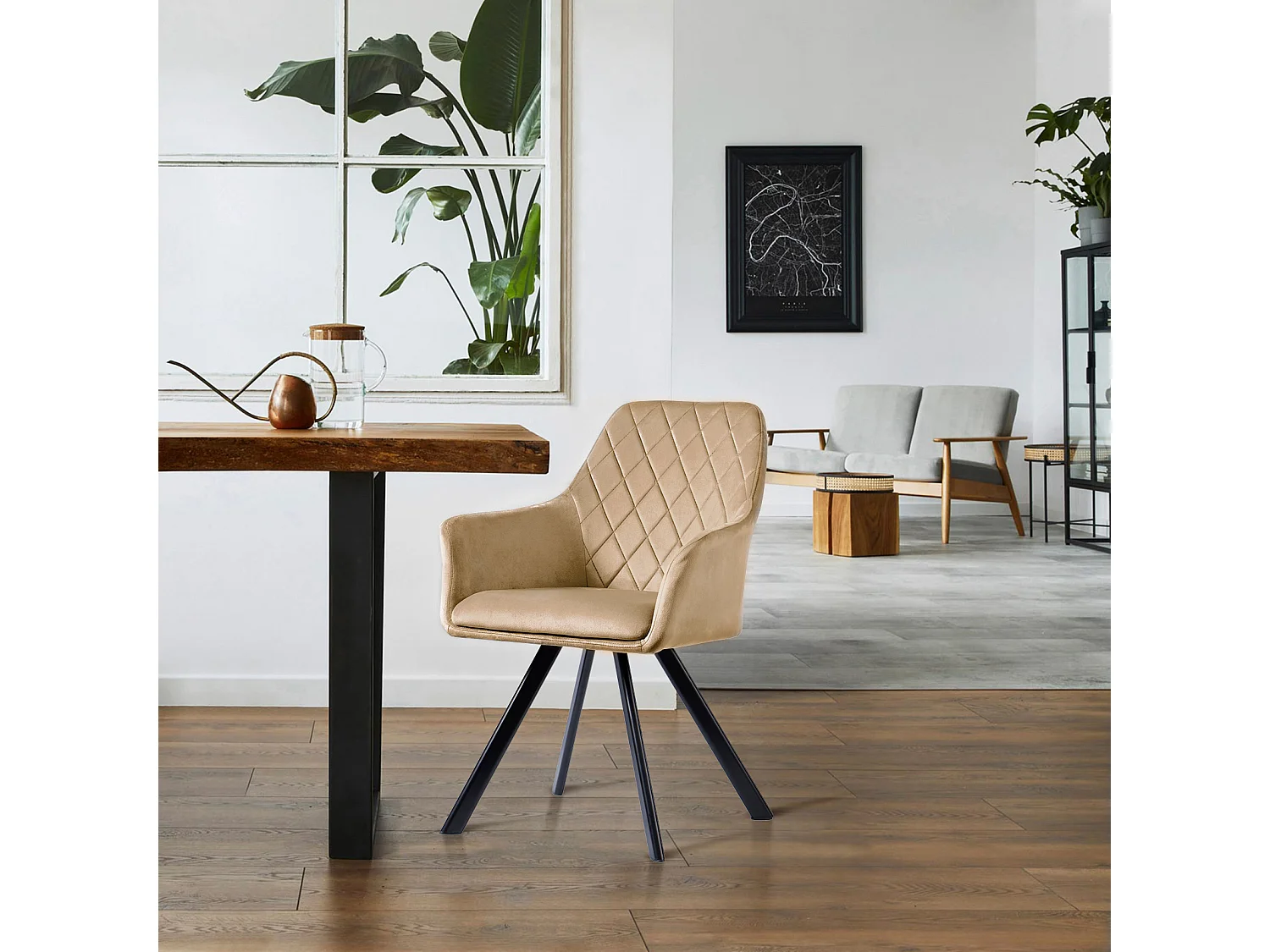 Lot de 2 chaises de salle à manger avec accoudoirs