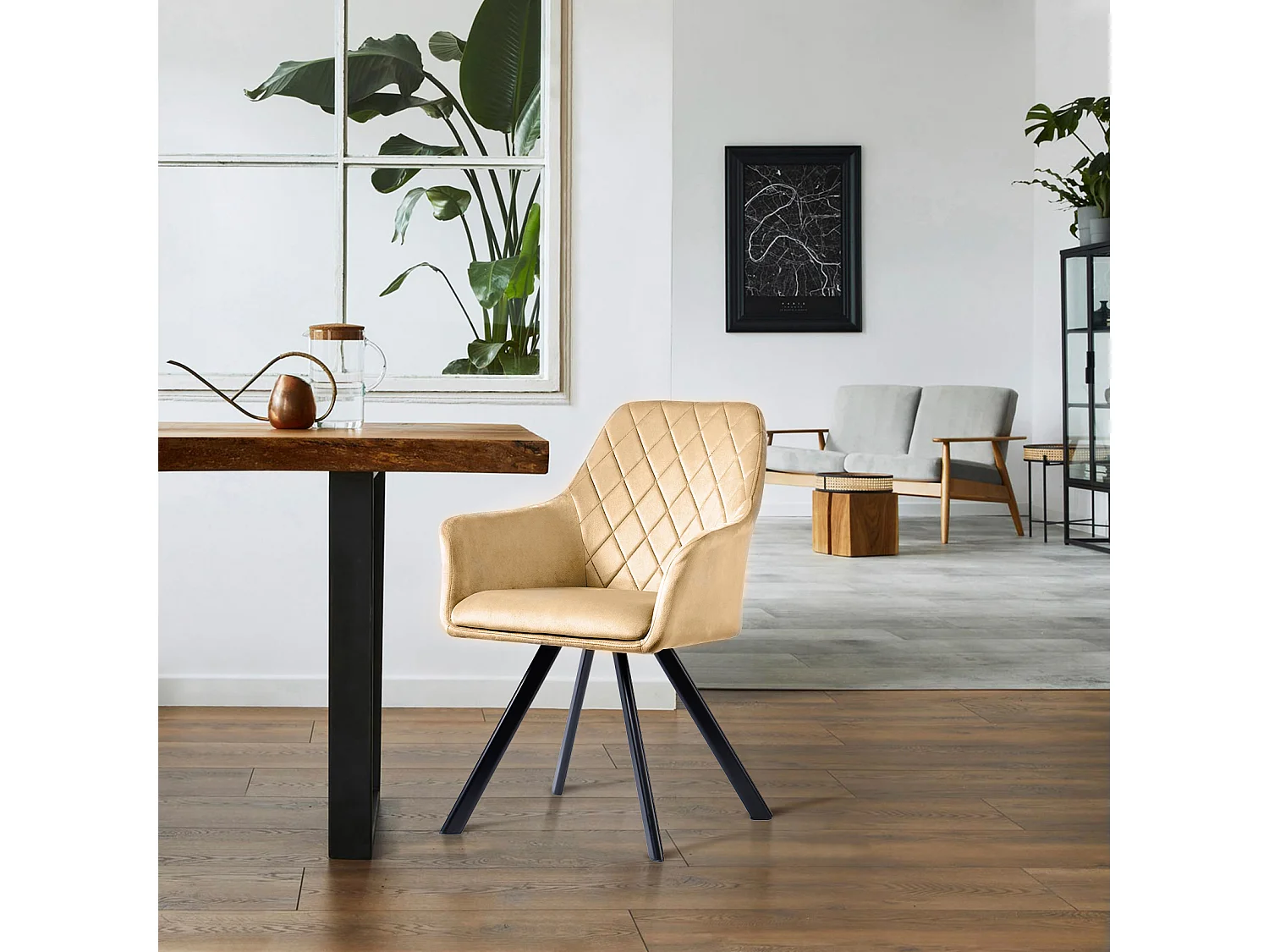 Lot de 2 chaises de salle à manger avec accoudoirs