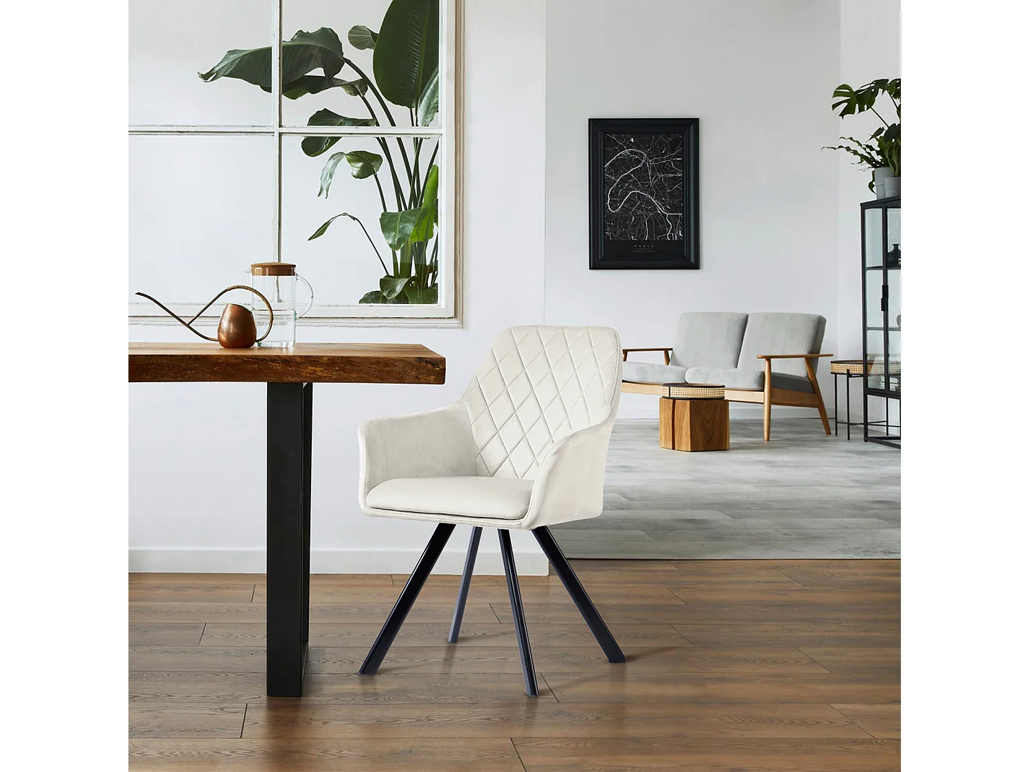 Lot de 2 chaises de salle à manger avec accoudoirs