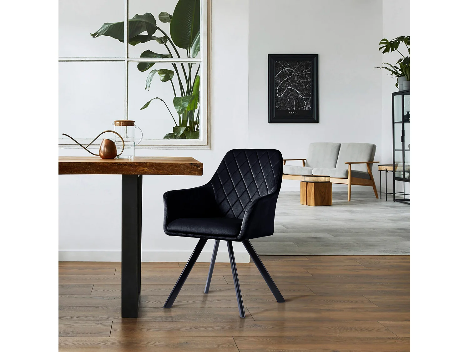 Lot de 2 chaises de salle à manger avec accoudoirs