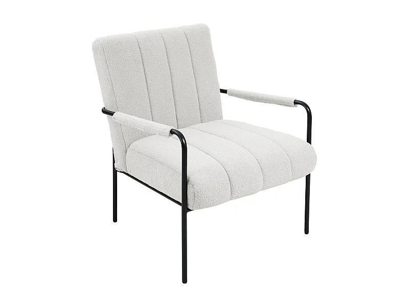 Fauteuil de salon SVITA KYLE Chaise rembourrée Chaise d'appoint Salon avec accoudoir Blanc