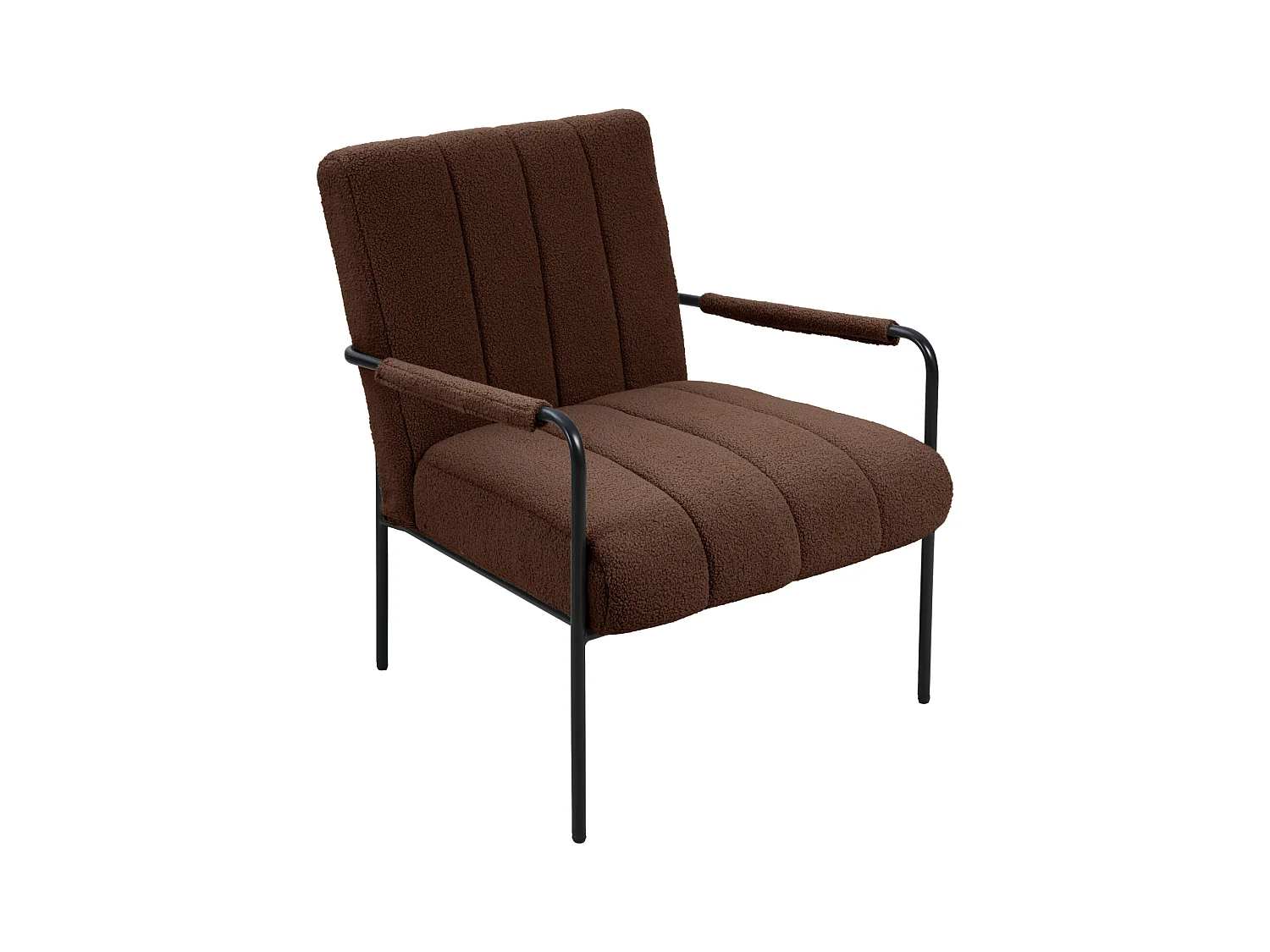Fauteuil de salon SVITA KYLE Chaise rembourrée Chaise d'appoint Salon avec accoudoirs Marron