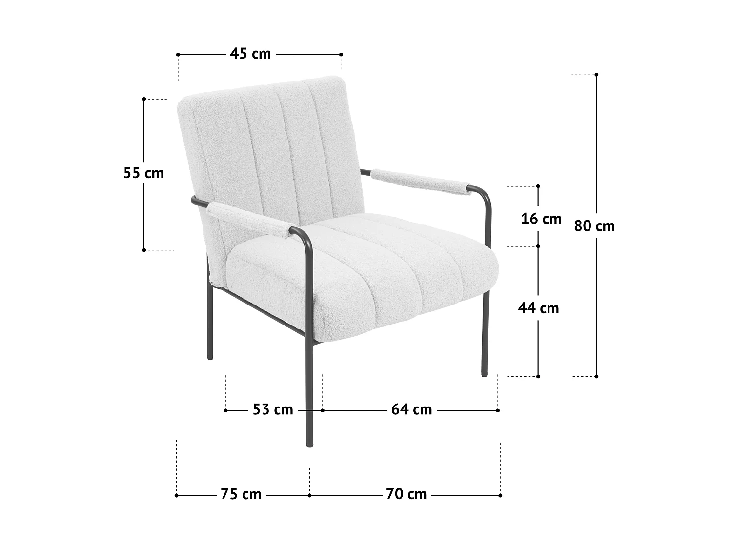 Fauteuil de salon SVITA KYLE Chaise rembourrée Chaise d'appoint Salon avec accoudoirs Marron
