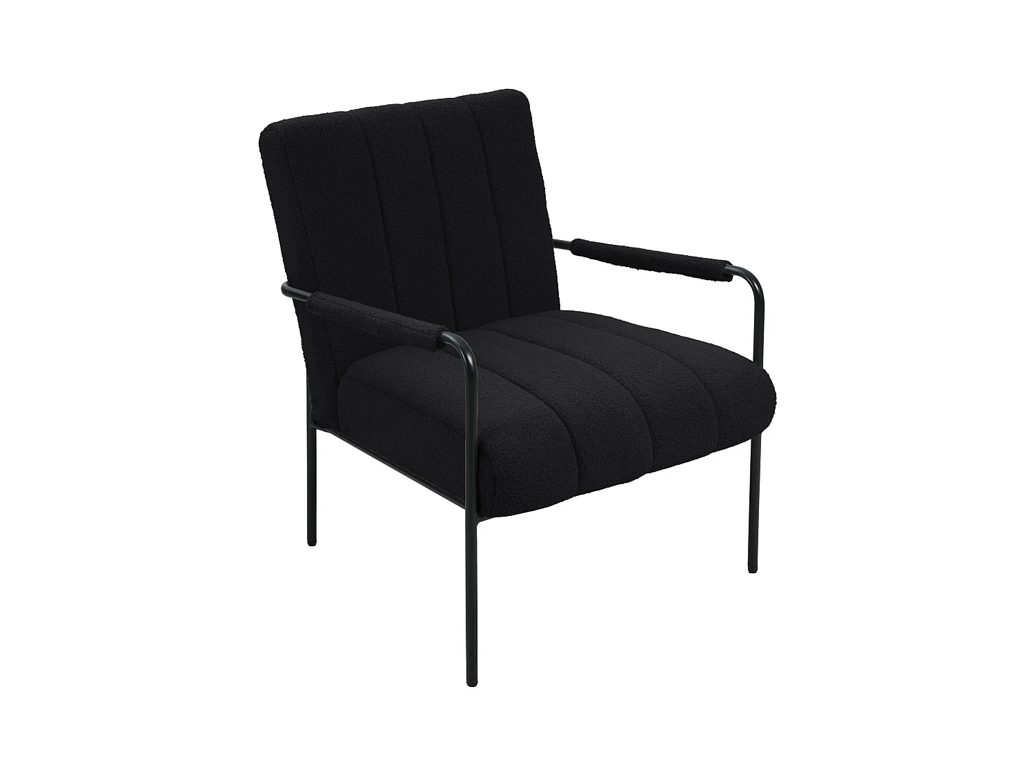 Fauteuil de salon SVITA KYLE Chaise rembourrée Chaise d'appoint Salon avec accoudoir Noir
