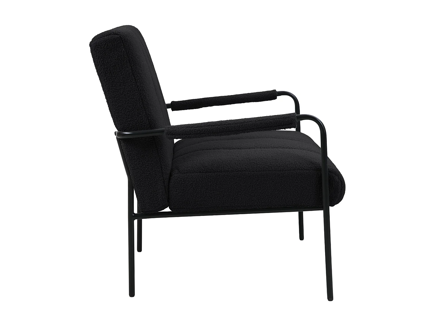 Fauteuil de salon SVITA KYLE Chaise rembourrée Chaise d'appoint Salon avec accoudoir Noir