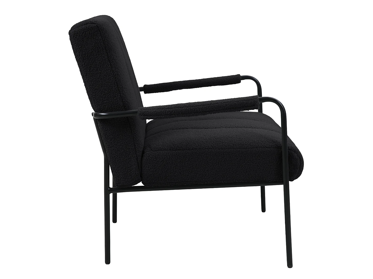 Fauteuil de salon SVITA KYLE Chaise rembourrée Chaise d'appoint Salon avec accoudoir Noir