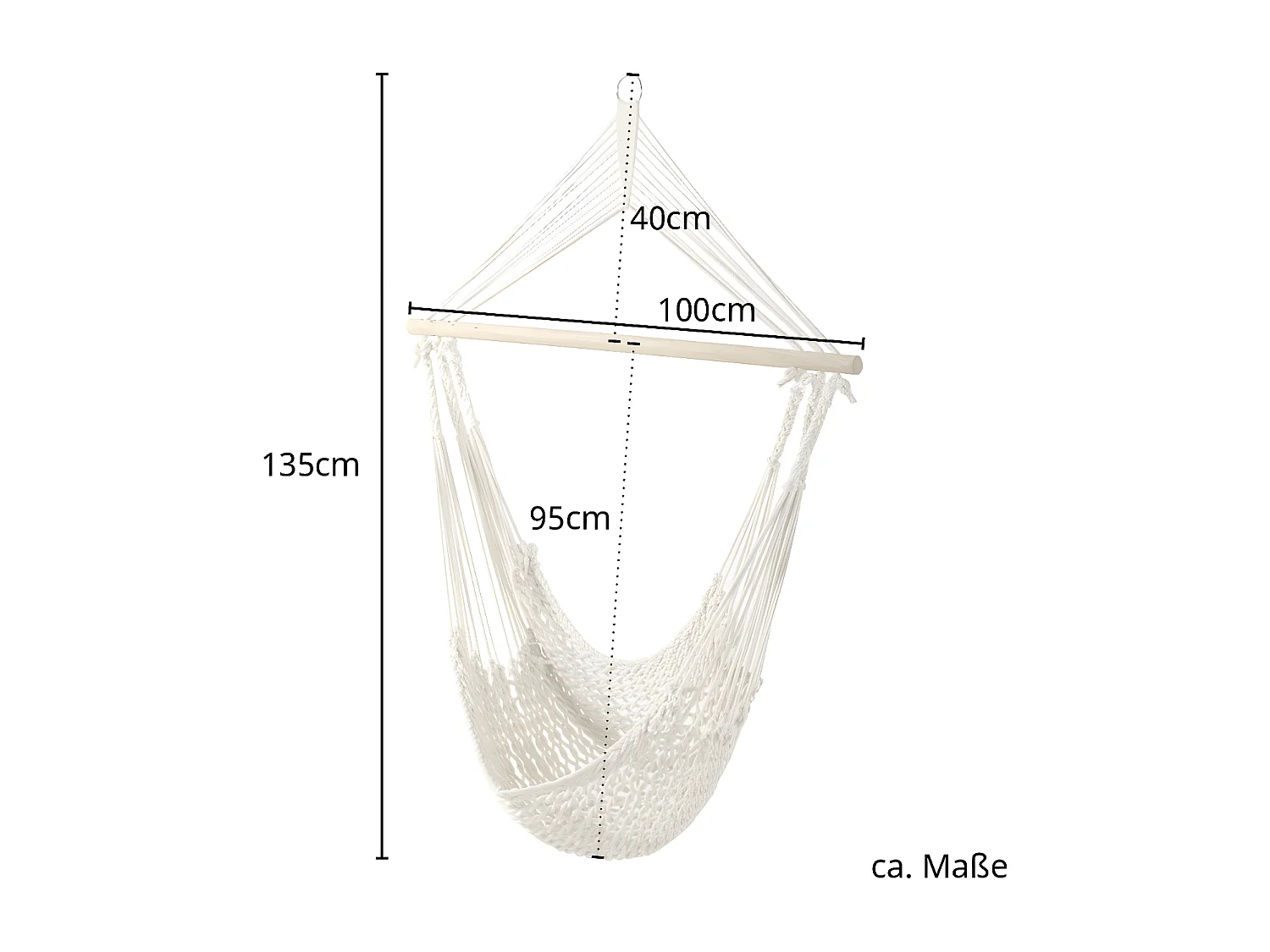 Fauteuil suspendu en aspect filet avec tige