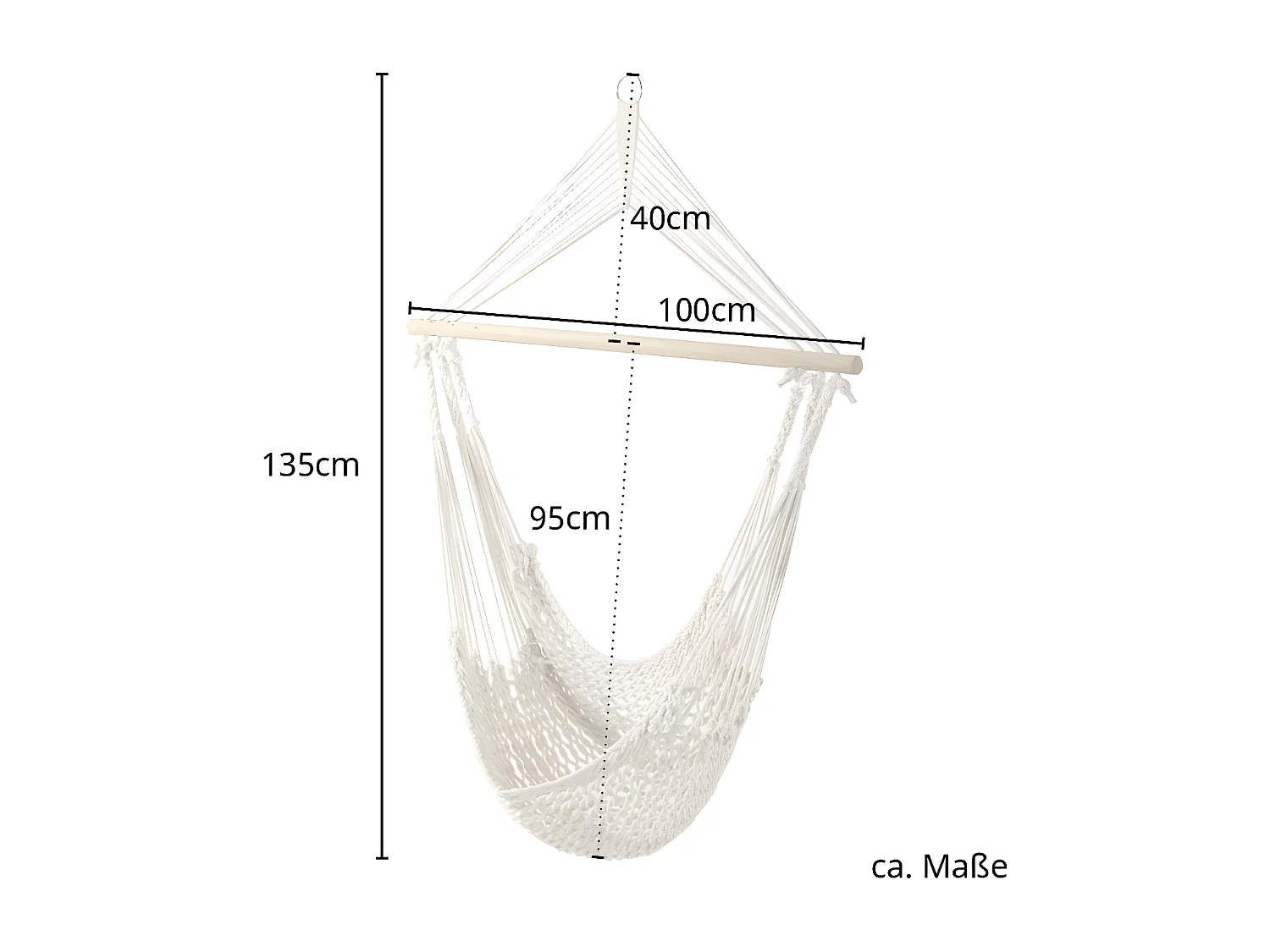 Fauteuil suspendu en aspect filet avec tige