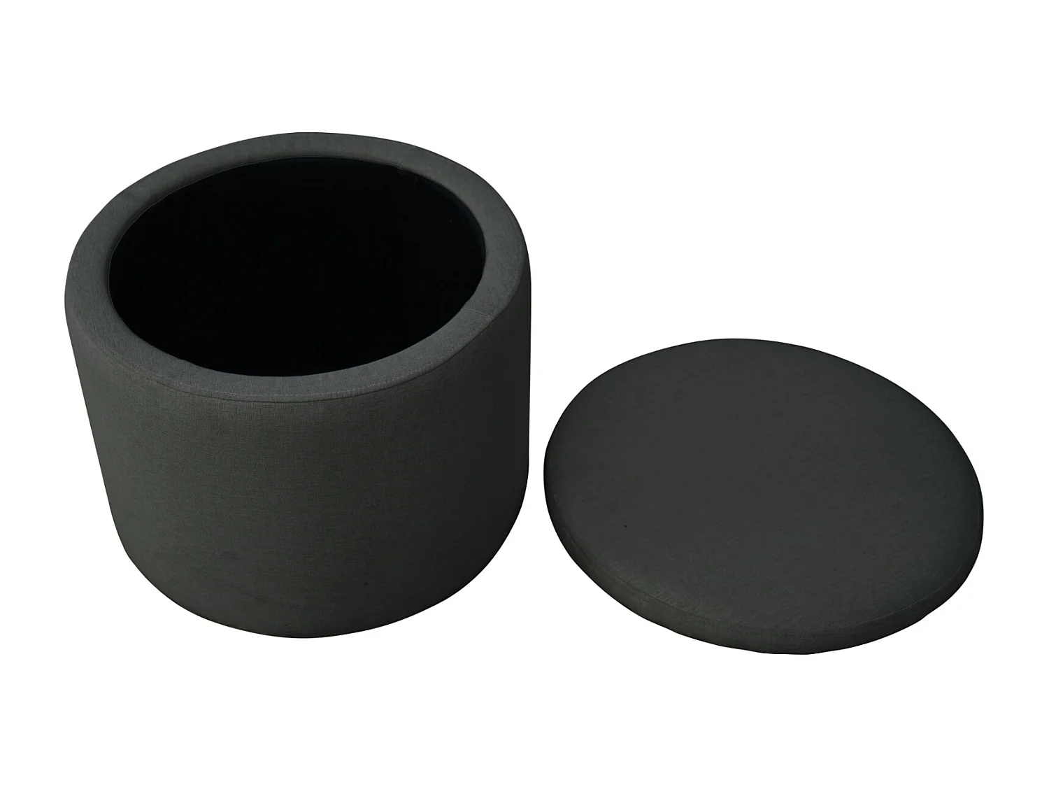 Coffre de rangement SVITA AMBER avec couvercle, tabouret avec espace de rangement, anthracite