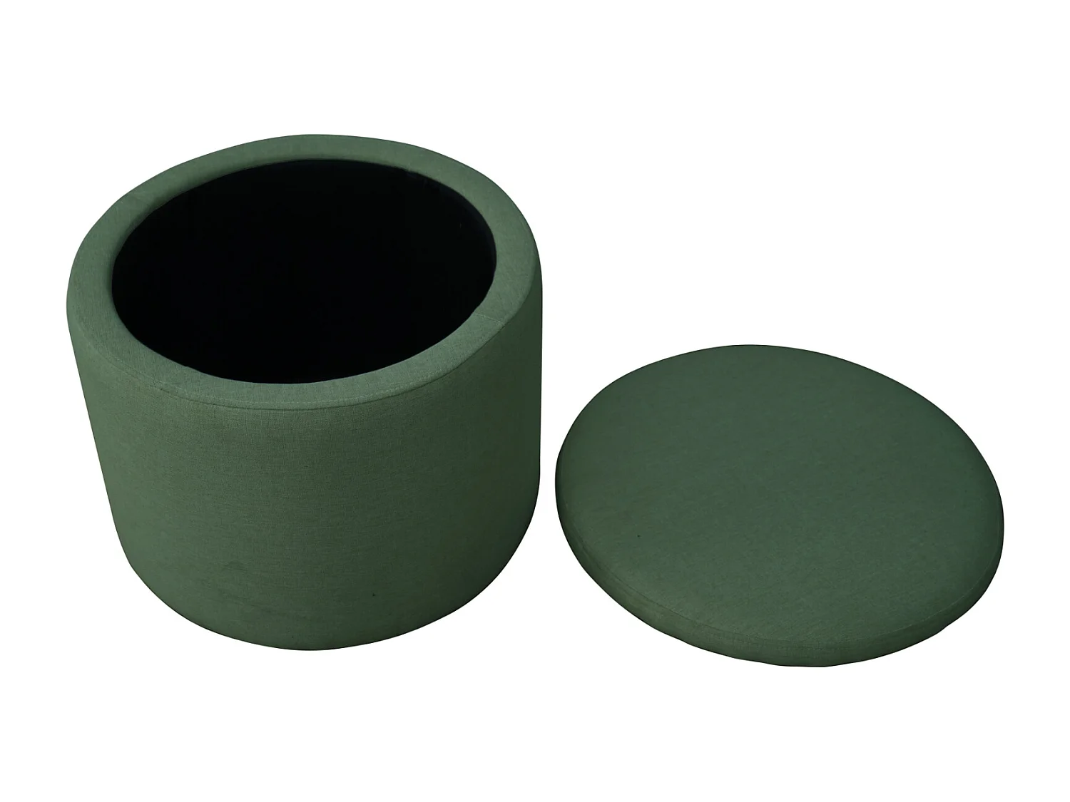 Coffre de rangement SVITA AMBER avec couvercle, tabouret avec espace de rangement, vert foncé