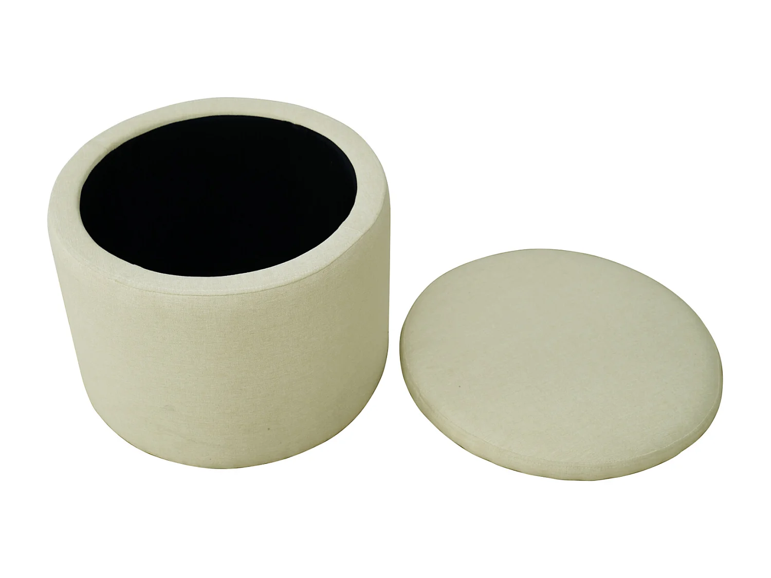 Coffre de rangement SVITA AMBER avec couvercle, tabouret avec espace de rangement, beige