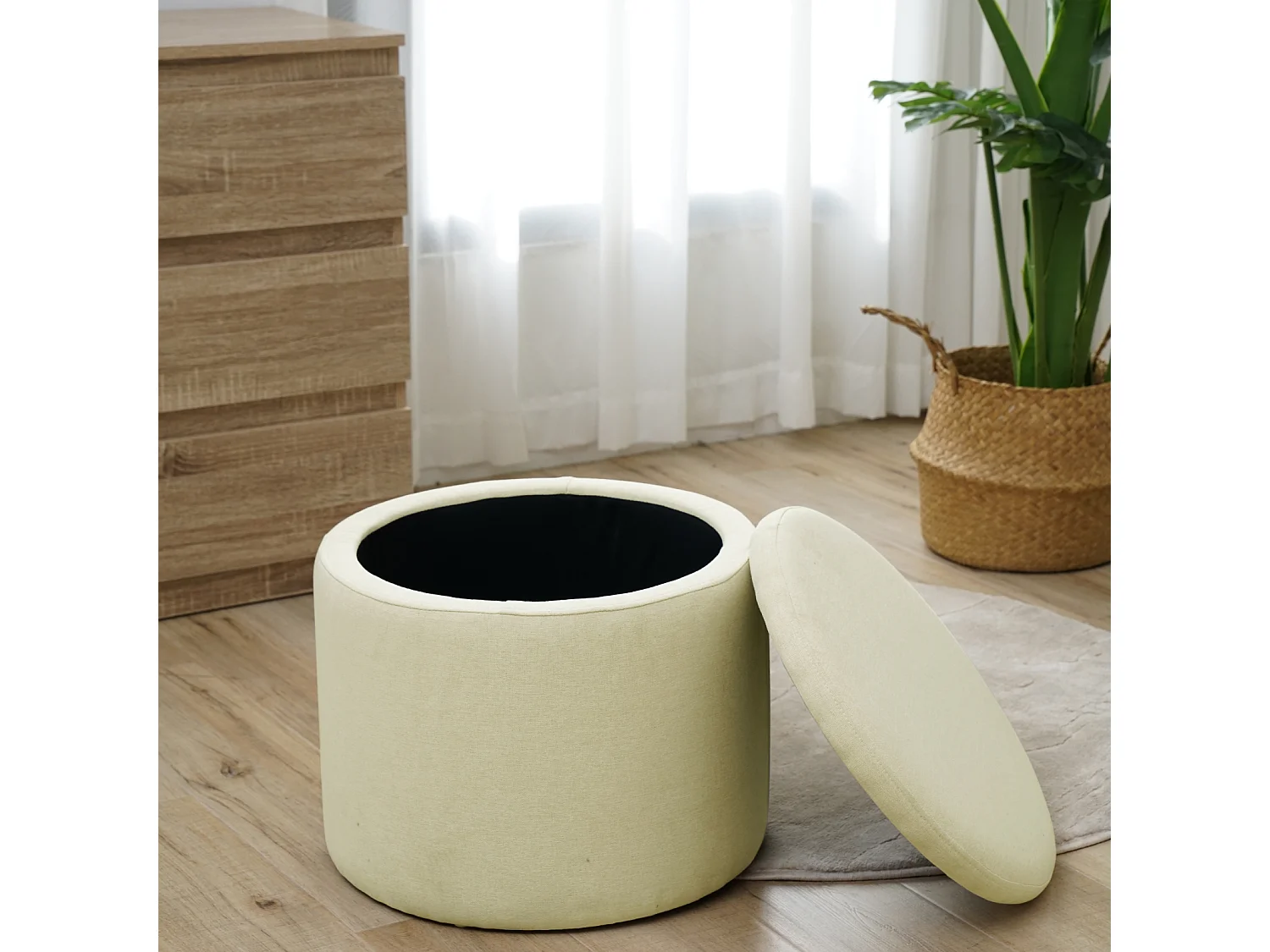 HOCKER AMBER Sitzpouf Beige