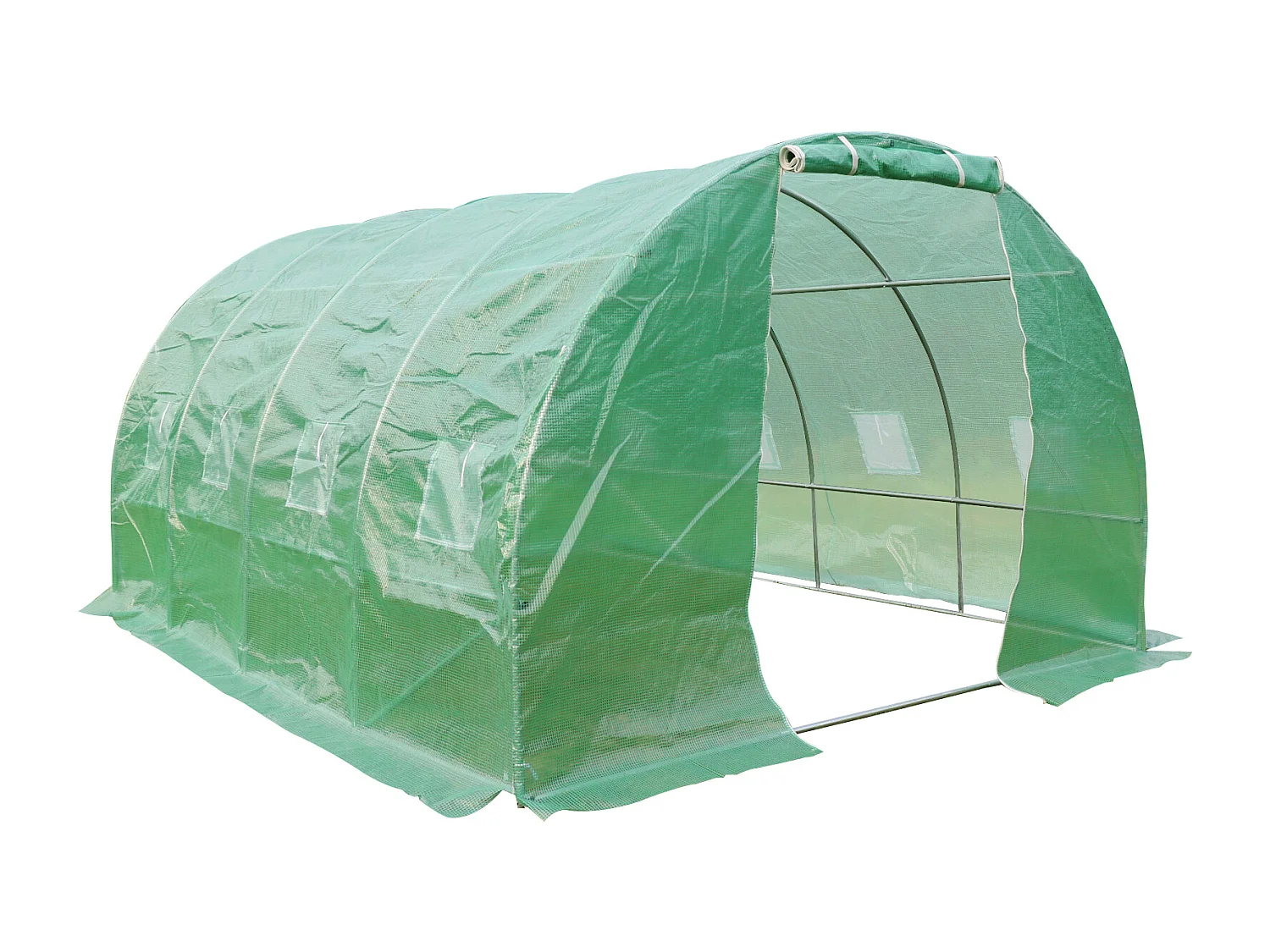 Serre en plastique tunnel en acier fondation grillagée toile PE 170g/m131