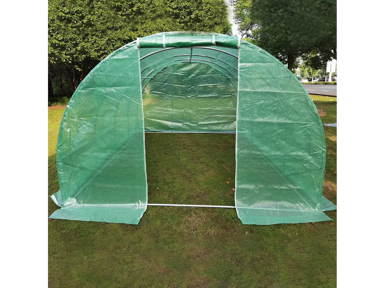 Serre en plastique tunnel en acier fondation grillagée toile PE 170g/m131