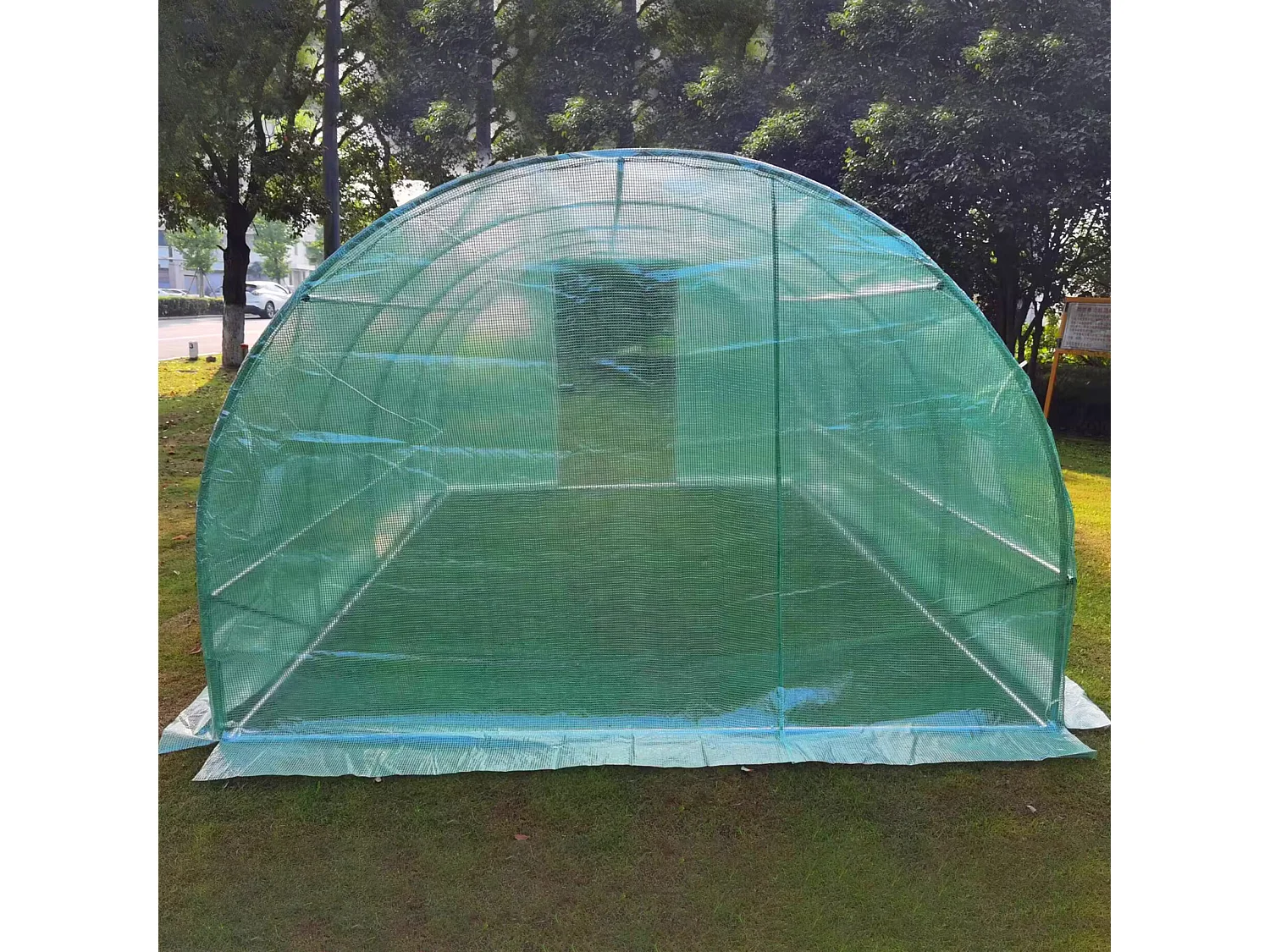 Serre en plastique tunnel en acier fondation grillagée toile PE 170g/m131