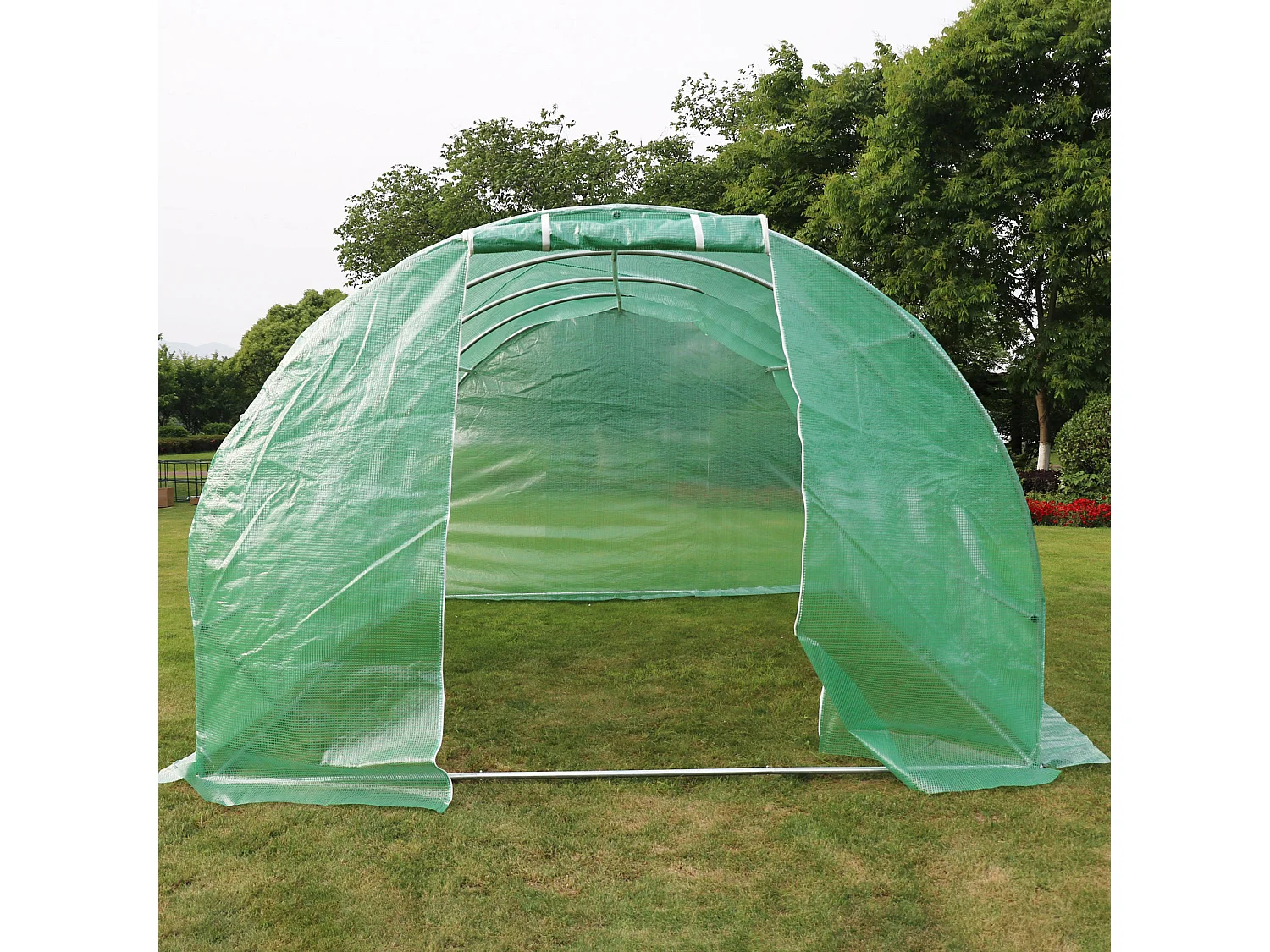 Serre en plastique tunnel en acier fondation grillagée toile PE 170g/m131