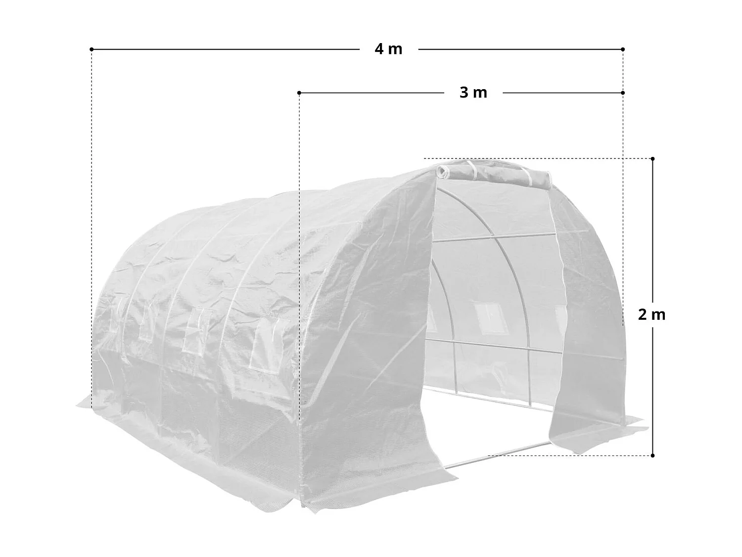 Serre en plastique tunnel en acier fondation grillagée toile PE 170g/m131