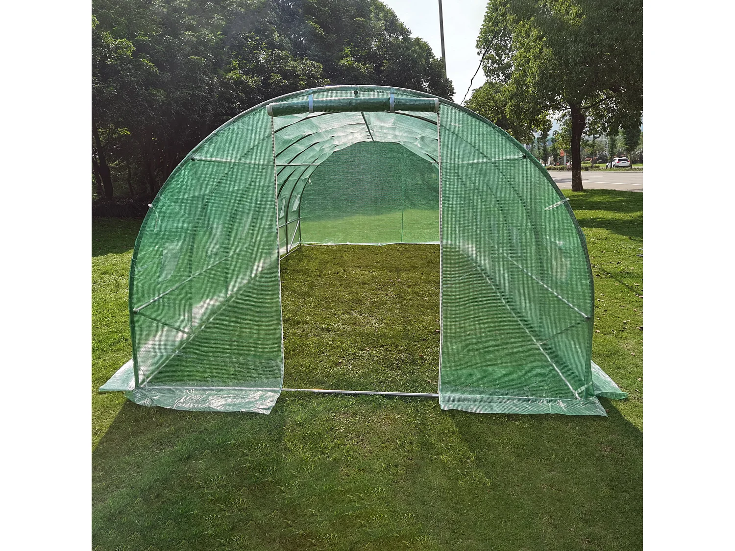 Serre en plastique tunnel en acier fondation grillagée toile PE 170g/m132