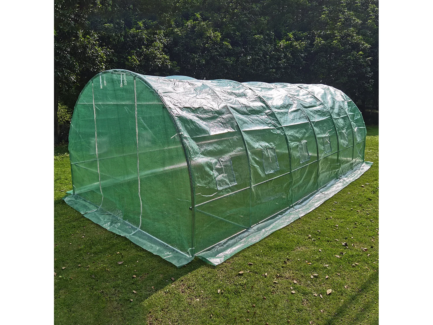 Serre en plastique tunnel en acier fondation grillagée toile PE 170g/m132