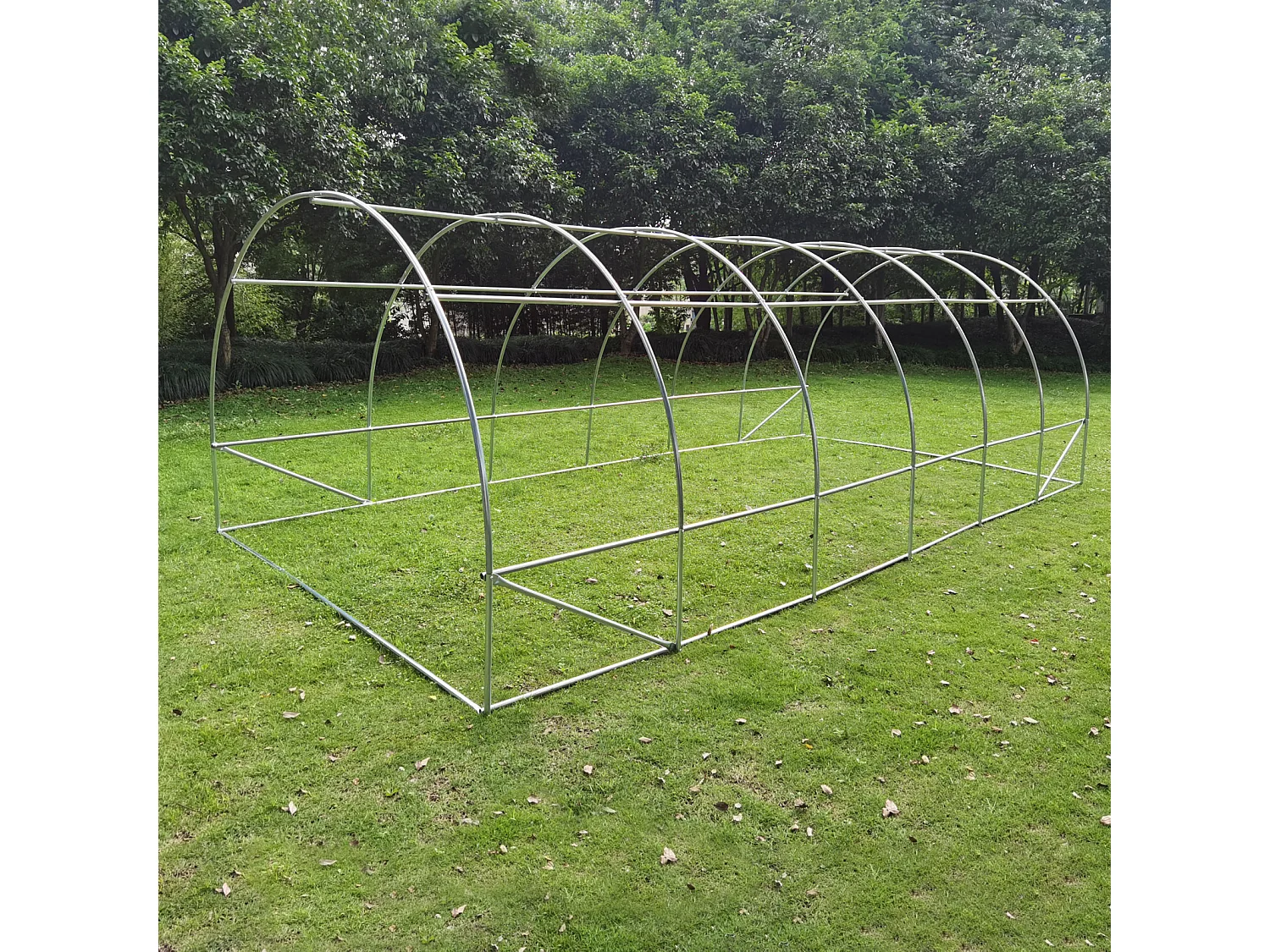 Serre en plastique tunnel en acier fondation grillagée toile PE 170g/m132