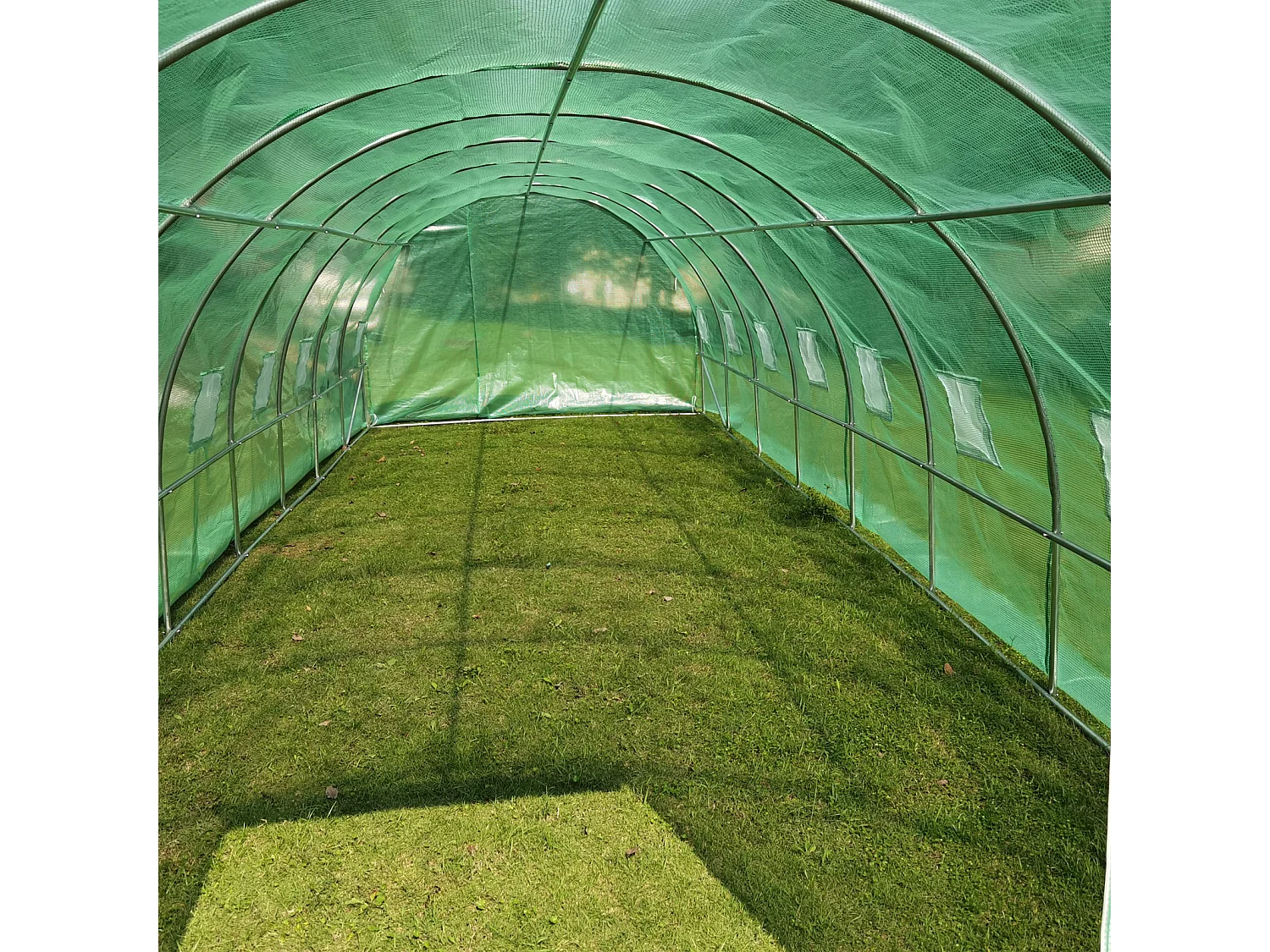 Serre en plastique tunnel en acier fondation grillagée toile PE 170g/m133