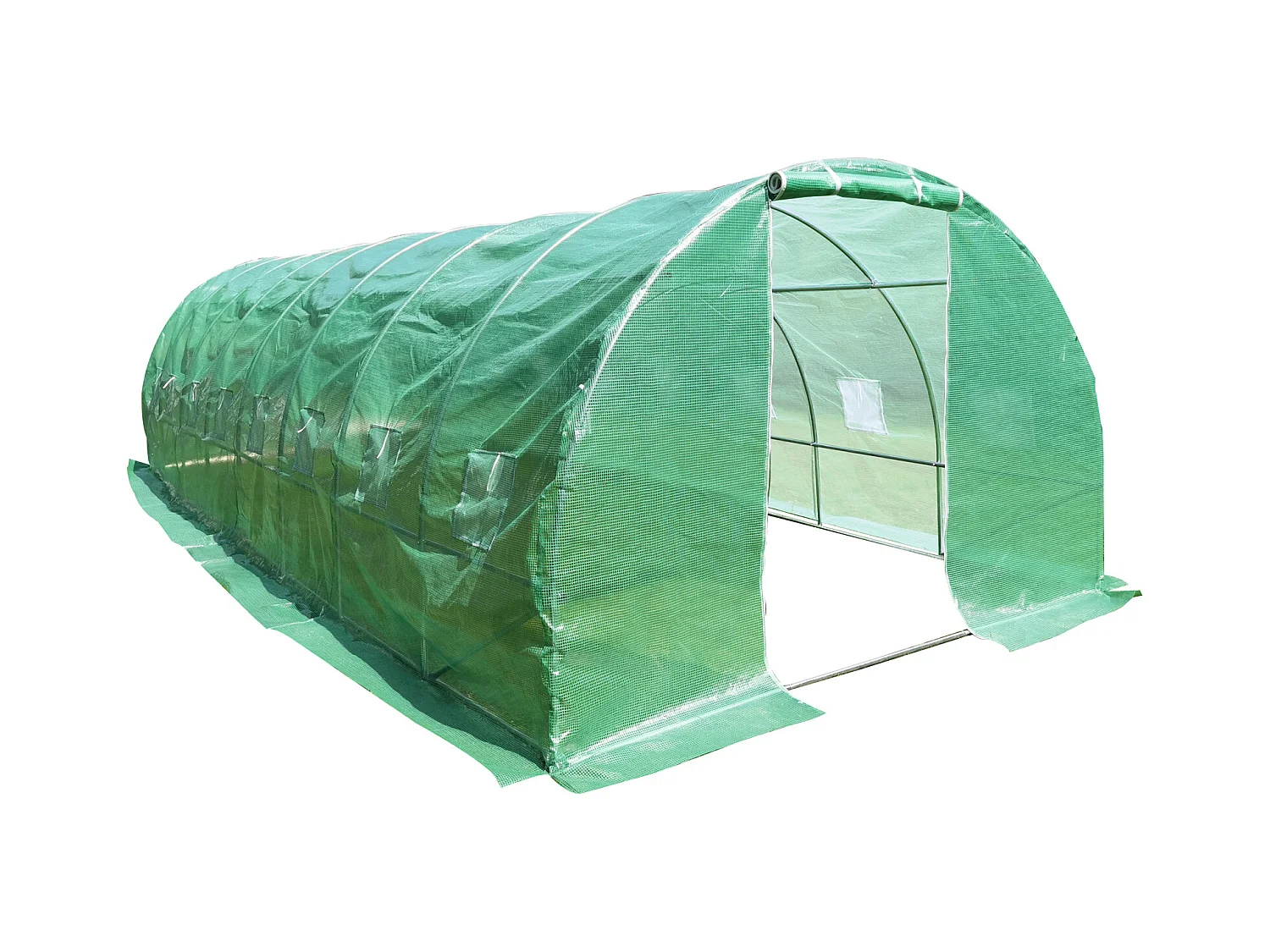 Serre en plastique tunnel en acier fondation grillagée toile PE 170g/m133