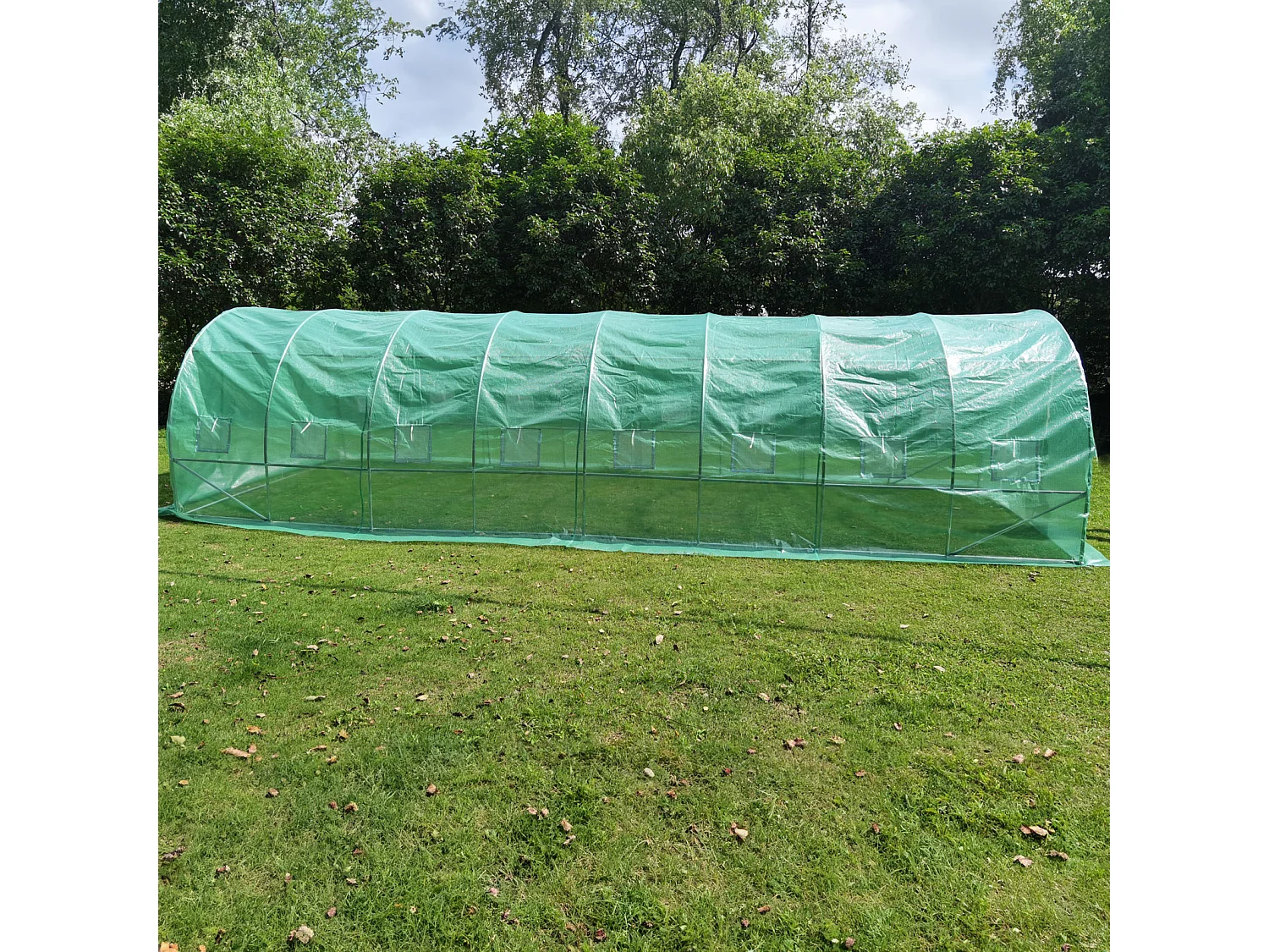 Serre en plastique tunnel en acier fondation grillagée toile PE 170g/m133