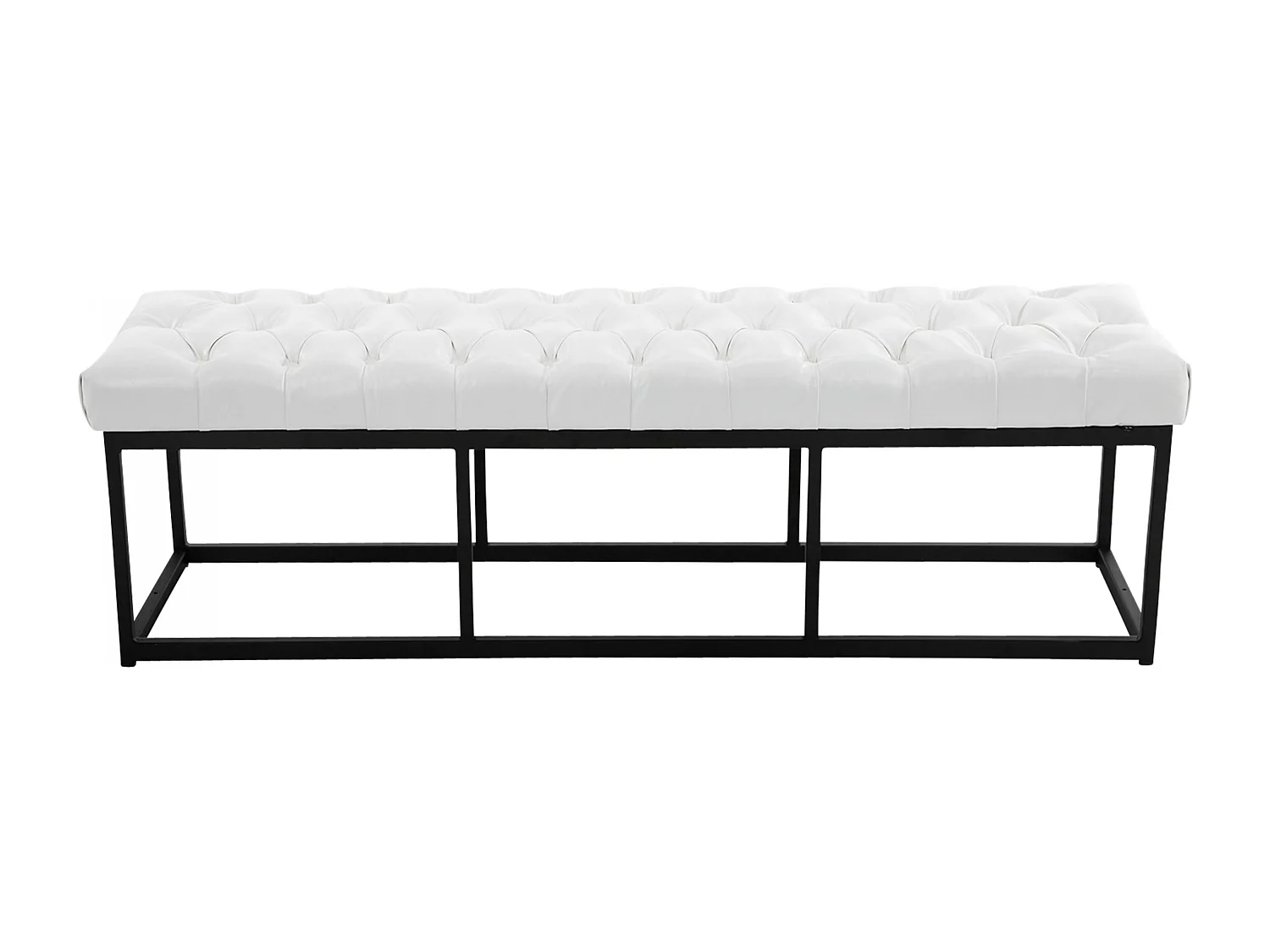 Banquette - Similicuir & Métal noir mat - Blanc - Amun