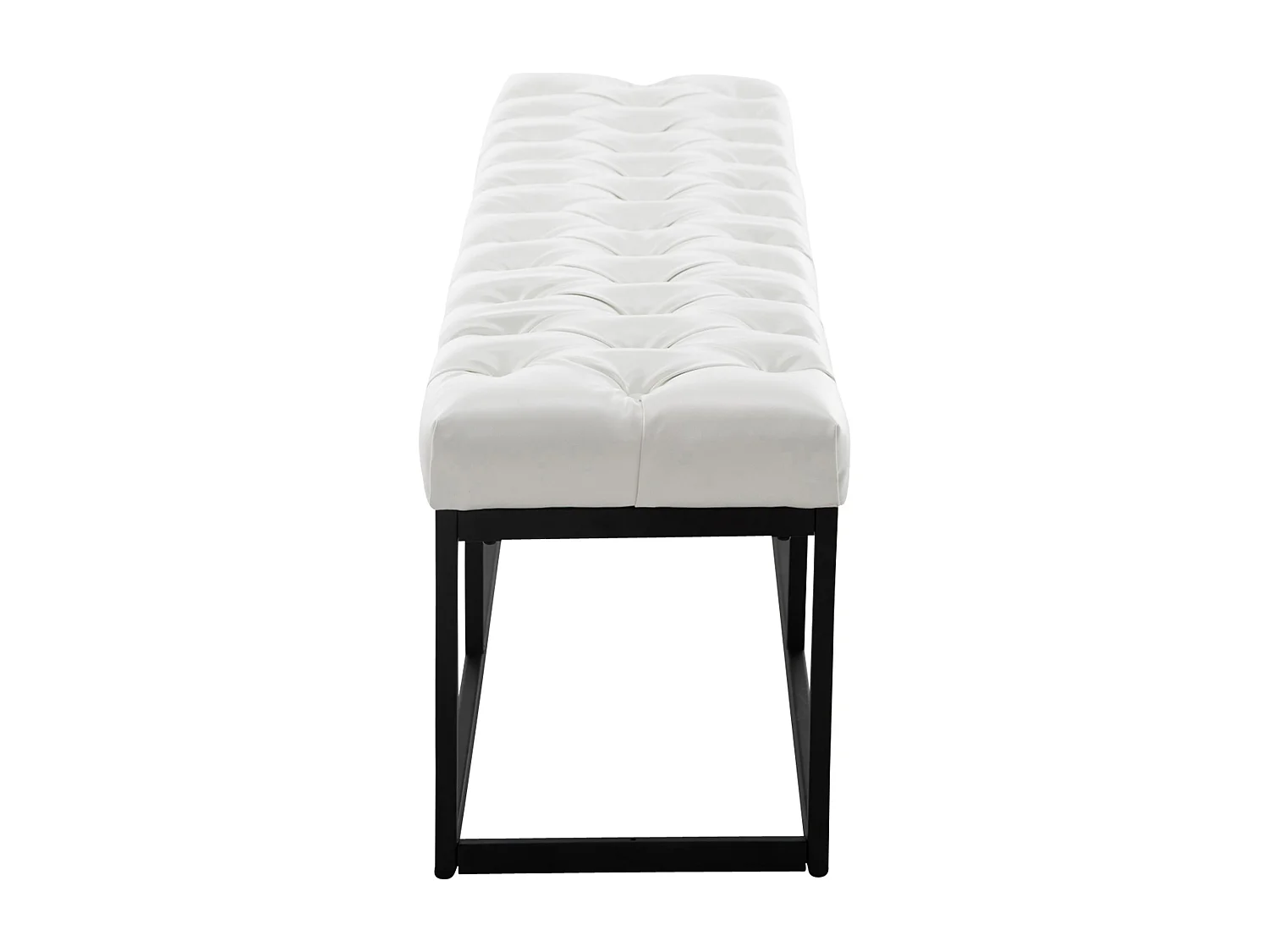 Banquette - Similicuir & Métal noir mat - Blanc - Amun