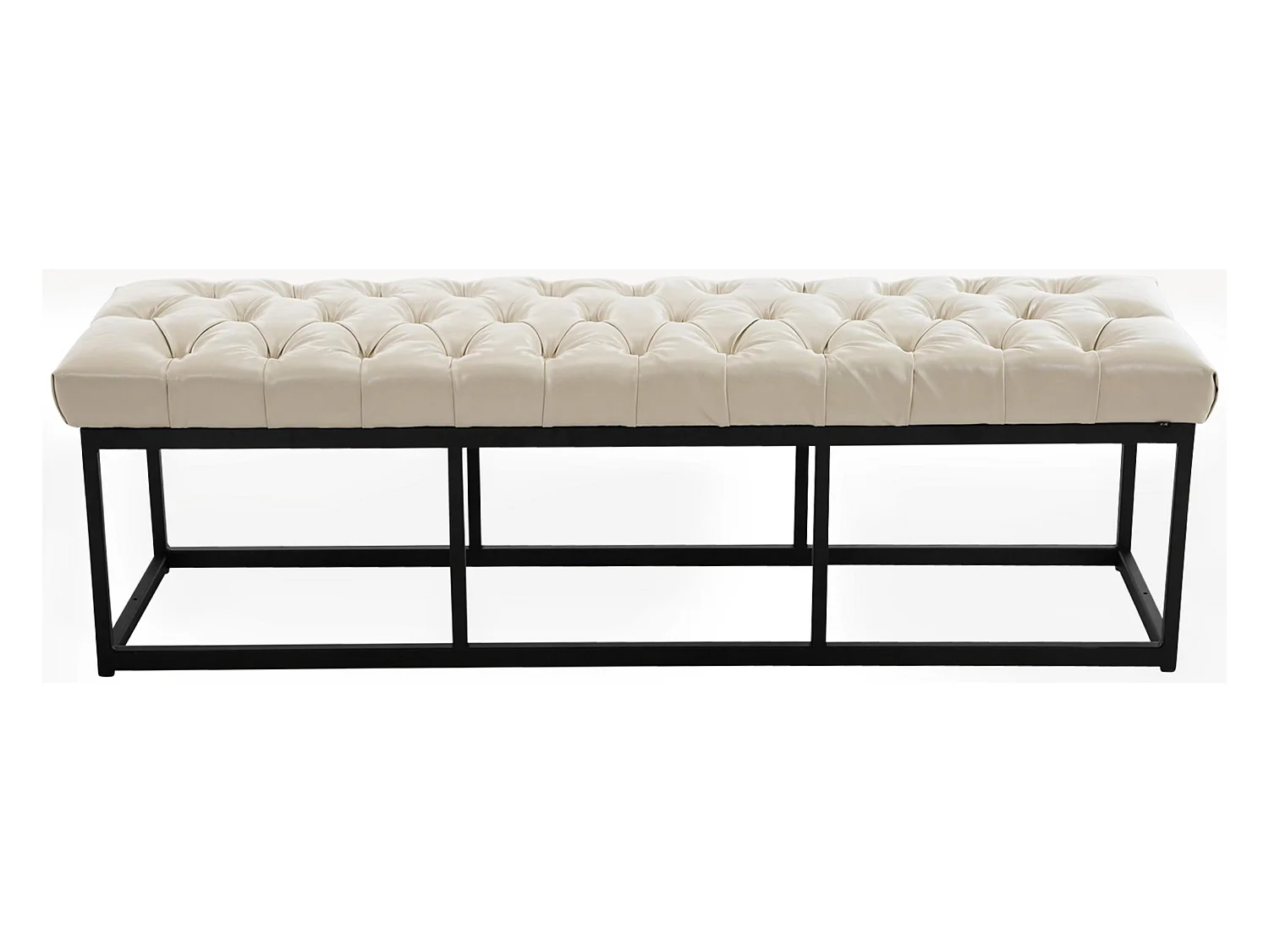 Banquette - Similicuir & Métal noir mat - Crème - Amun