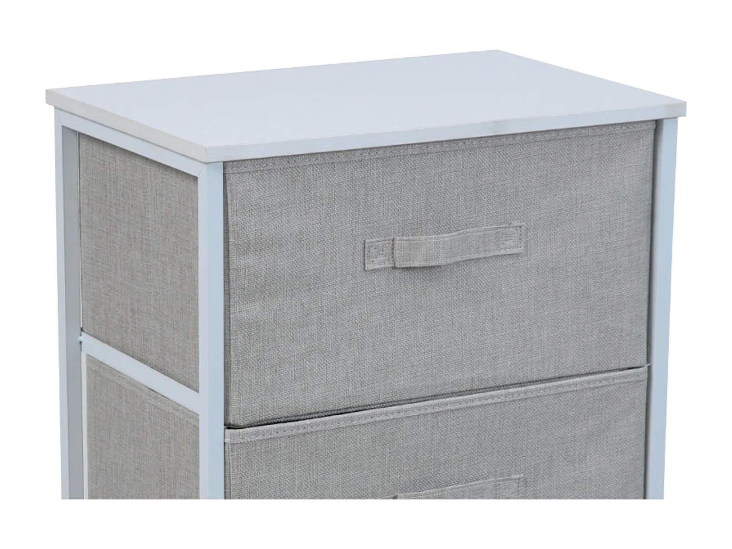 Étagère en métal avec boîtes en tissu