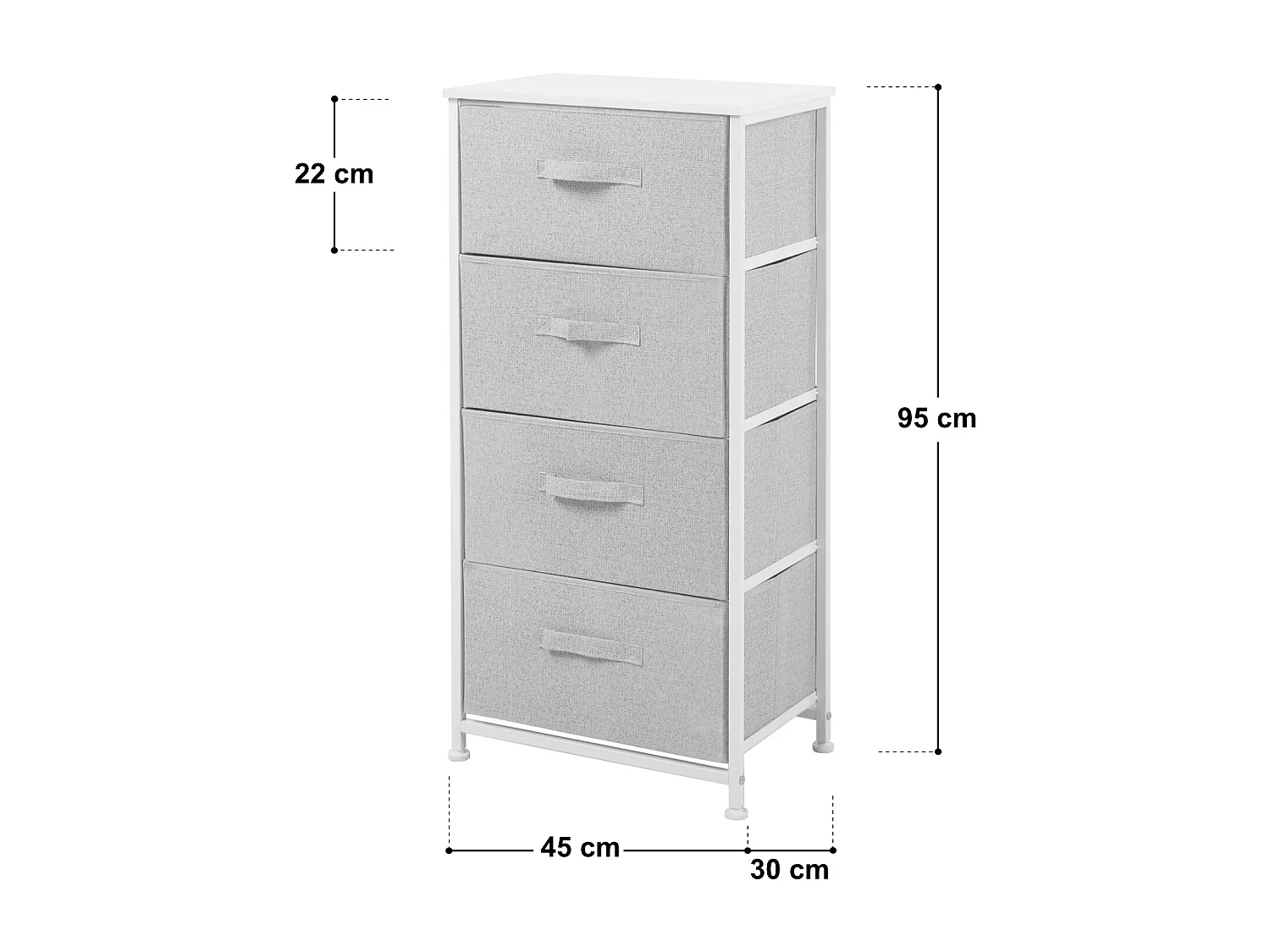 Étagère en métal avec boîtes en tissu