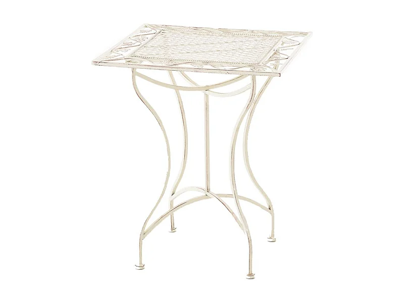 Table d'appoint de jardin - carré - Métal - 60 x 60 cm - Crème antique - Asina