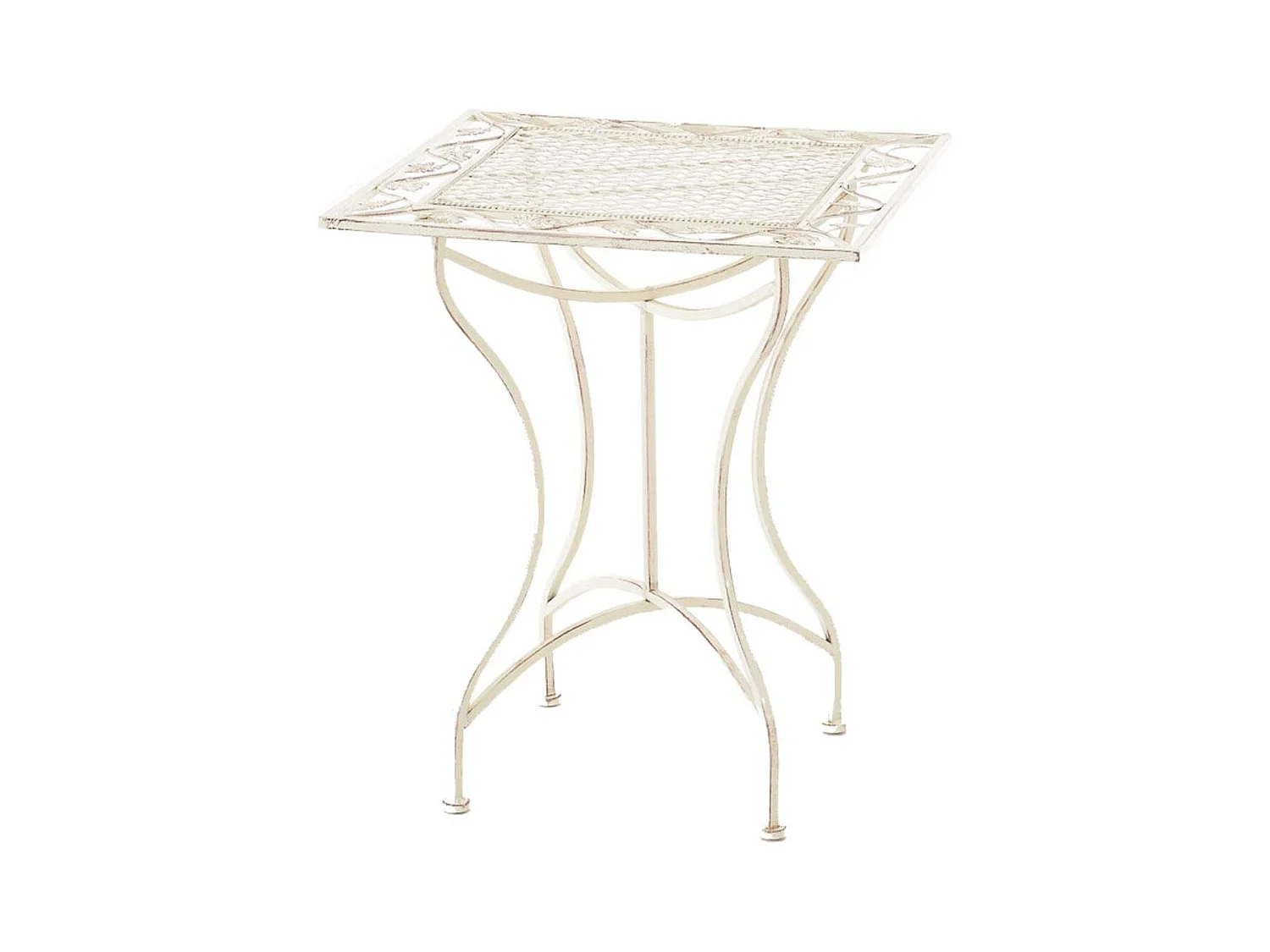 Table d'appoint de jardin - carré - Métal - 60 x 60 cm - Crème antique - Asina