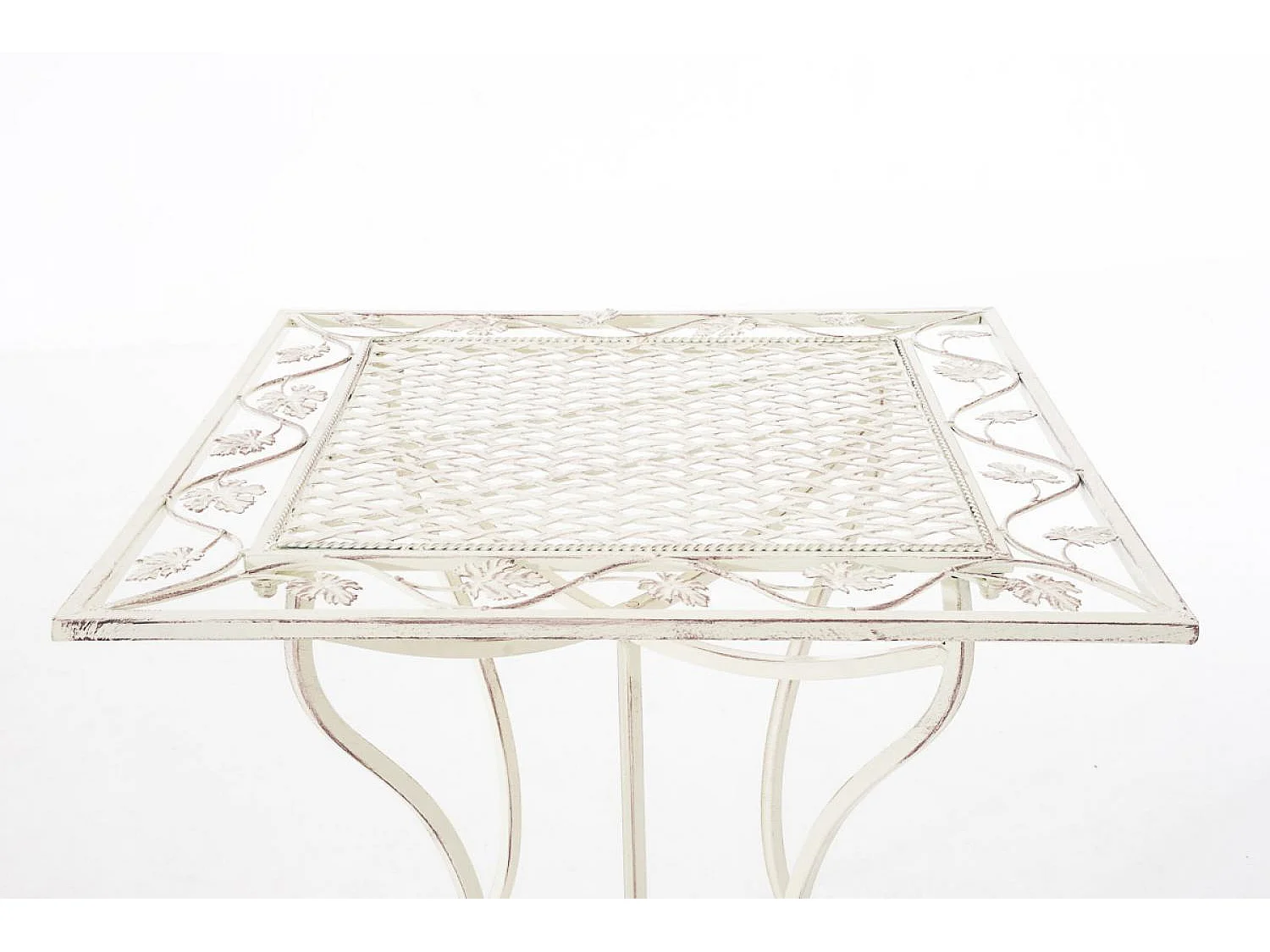 Table d'appoint de jardin - carré - Métal - 60 x 60 cm - Crème antique - Asina