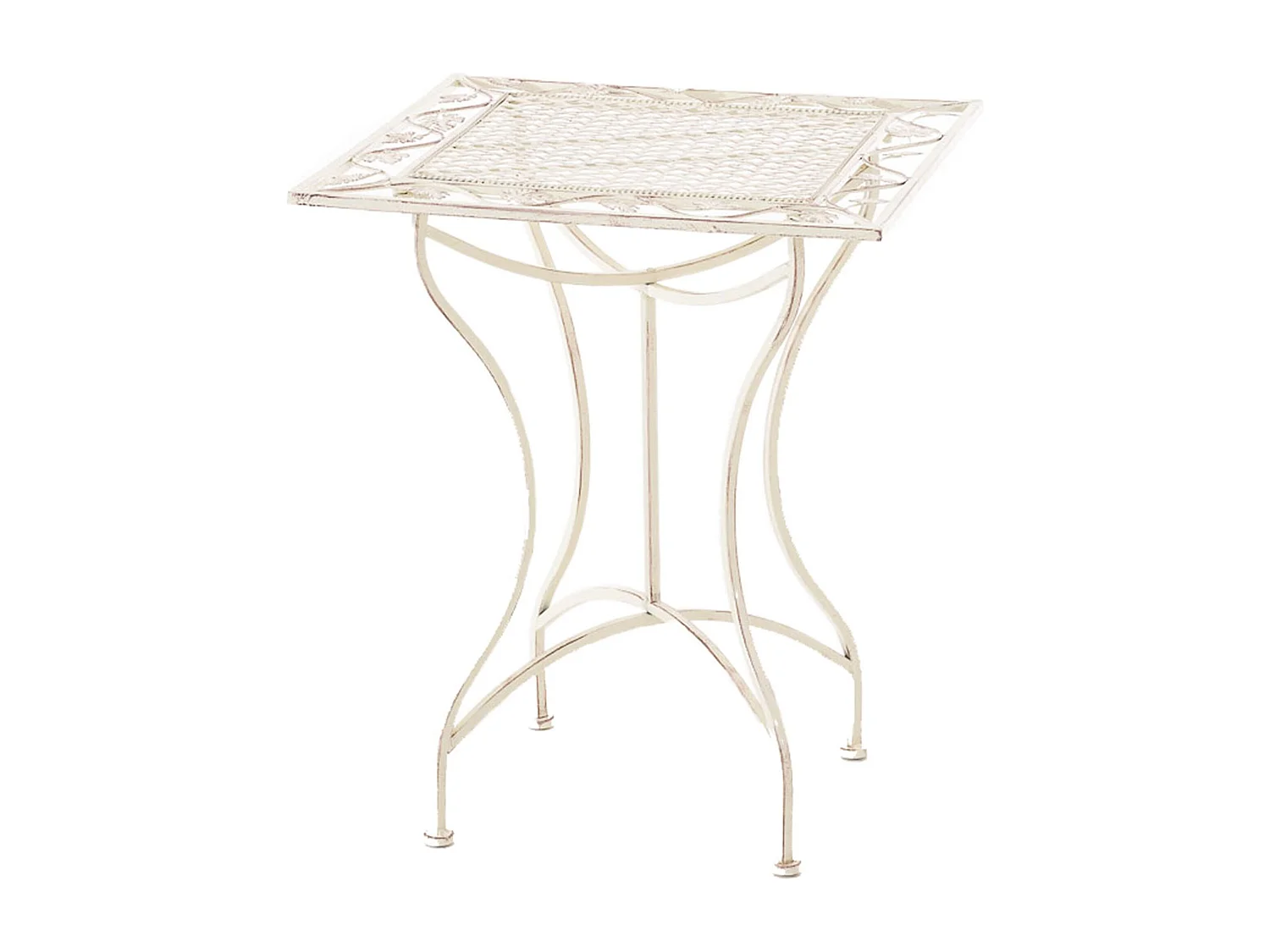 Table d'appoint de jardin - carré - Métal - 60 x 60 cm - Crème antique - Asina