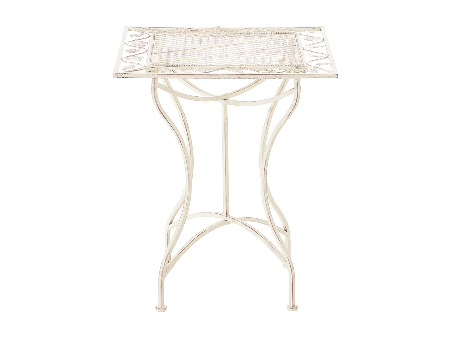 Table d'appoint de jardin - carré - Métal - 60 x 60 cm - Crème antique - Asina