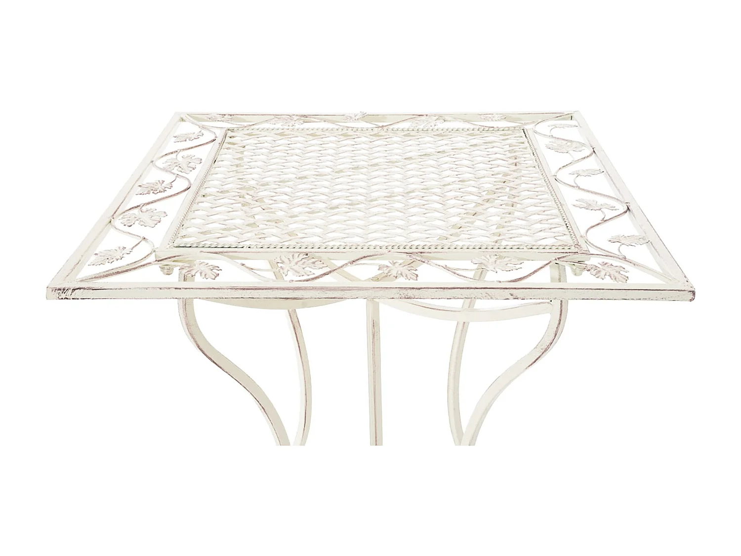 Table d'appoint de jardin - carré - Métal - 60 x 60 cm - Crème antique - Asina