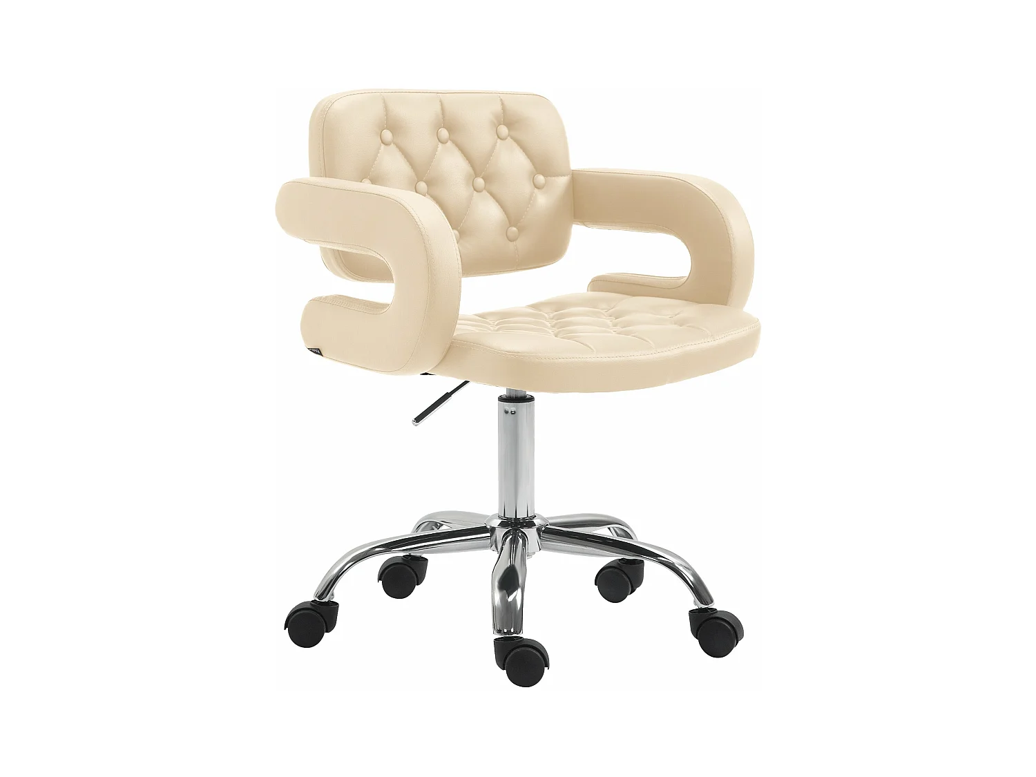 Chaise de bureau - Similicuir & Métal chromé - Crème - Dublin