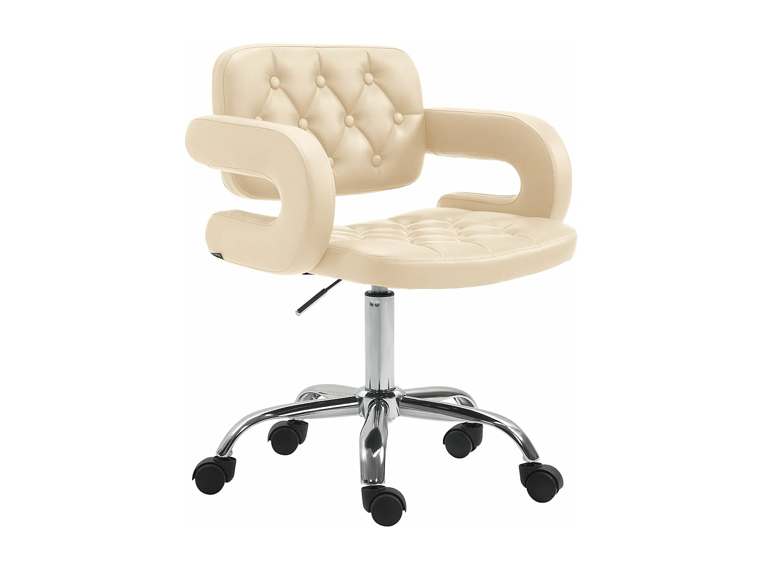 Chaise de bureau - Similicuir & Métal chromé - Crème - Dublin